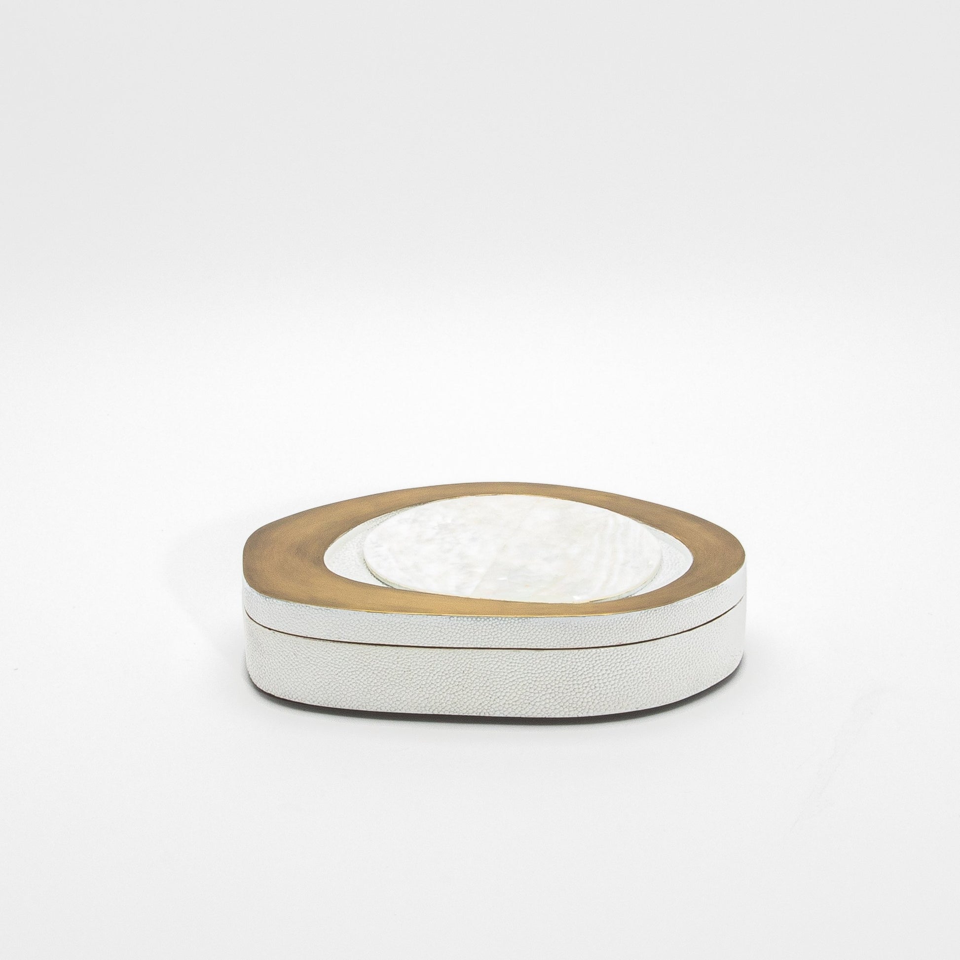 Set of 2 Boxes in White Shagreen with Bronze Patina Brass by R&Y Augousti