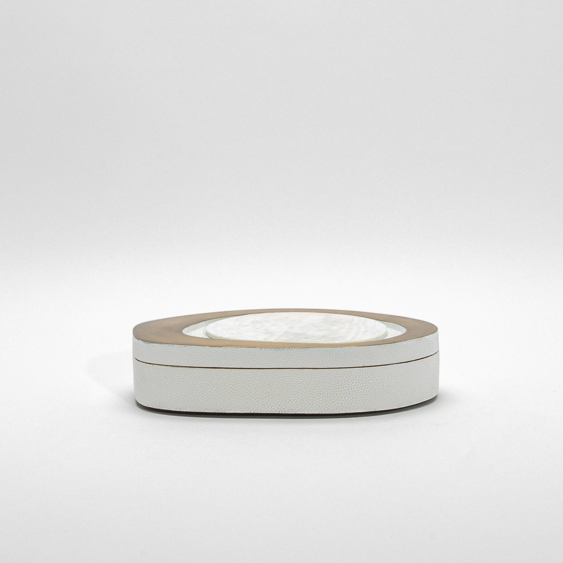 Set of 2 Boxes in White Shagreen with Bronze Patina Brass by R&Y Augousti