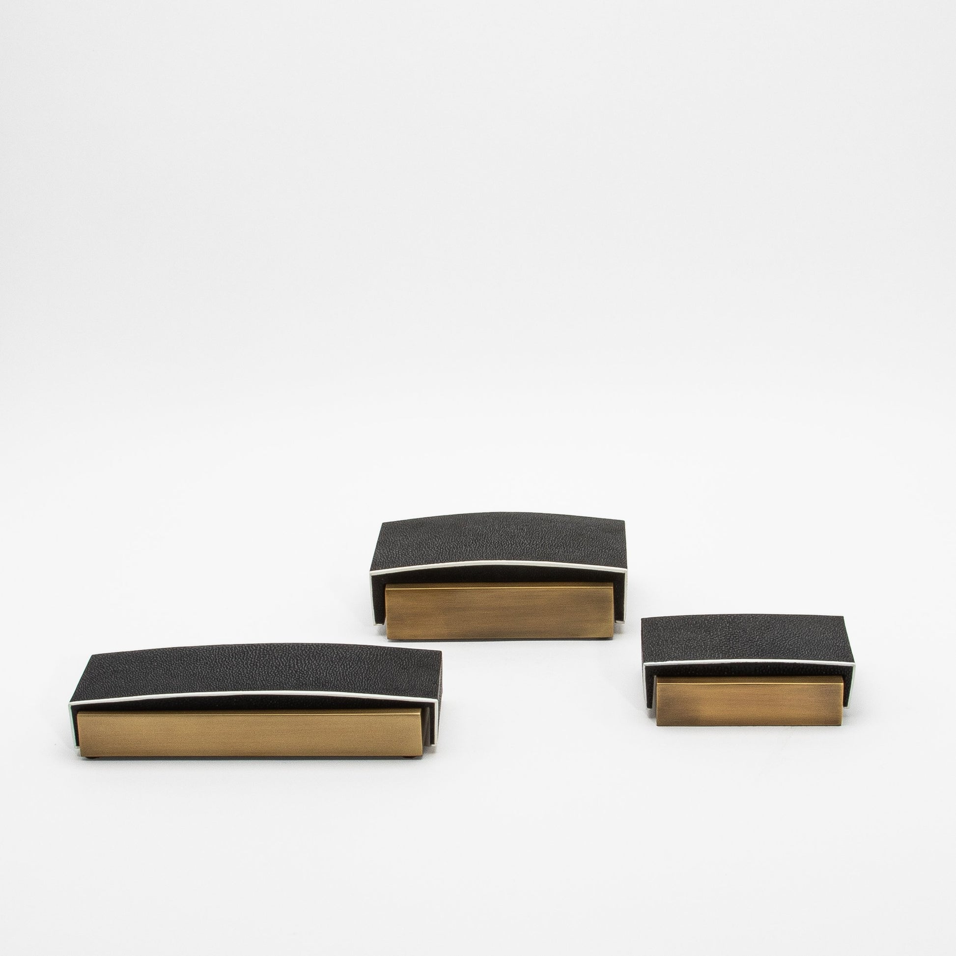 Set of 3 Boxes in Black Shagreen and Bronze Patina Brass by R&Y Augousti