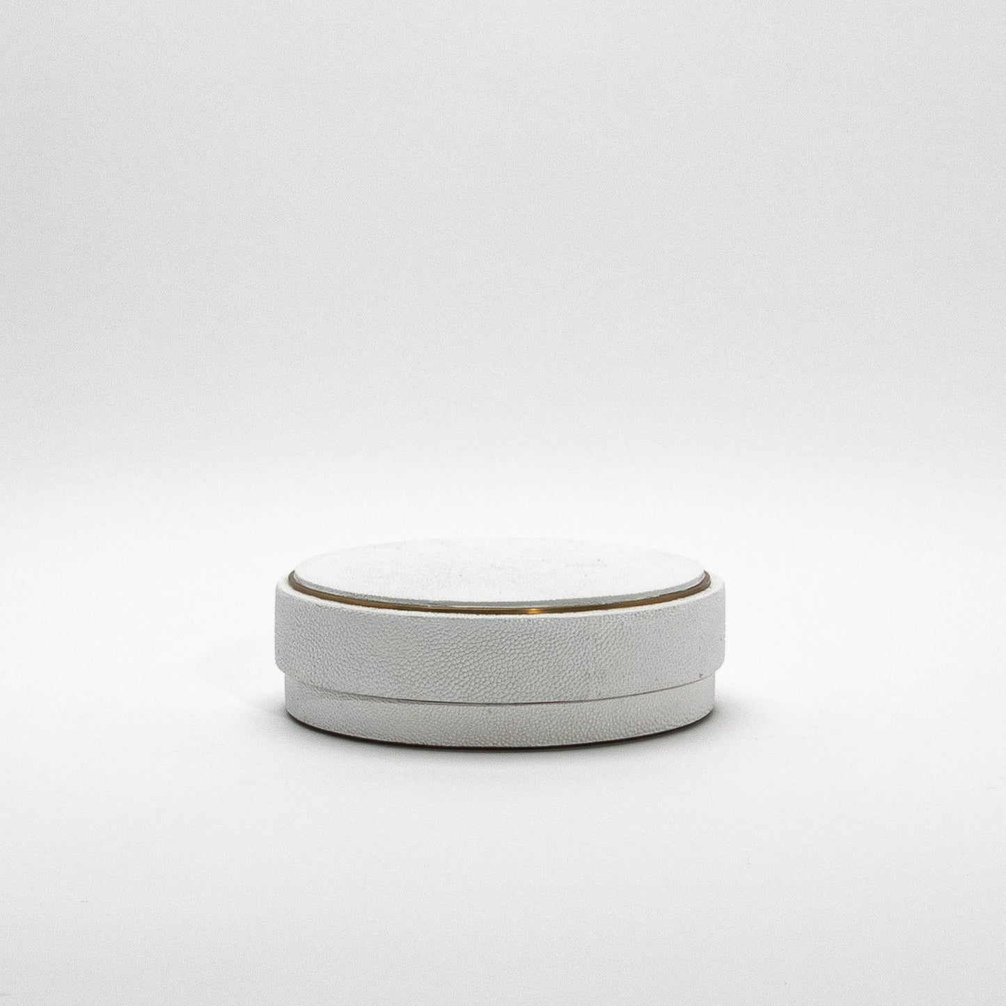 Set of 3 Boxes in White Shagreen with Brass Frame by R&Y Augousti