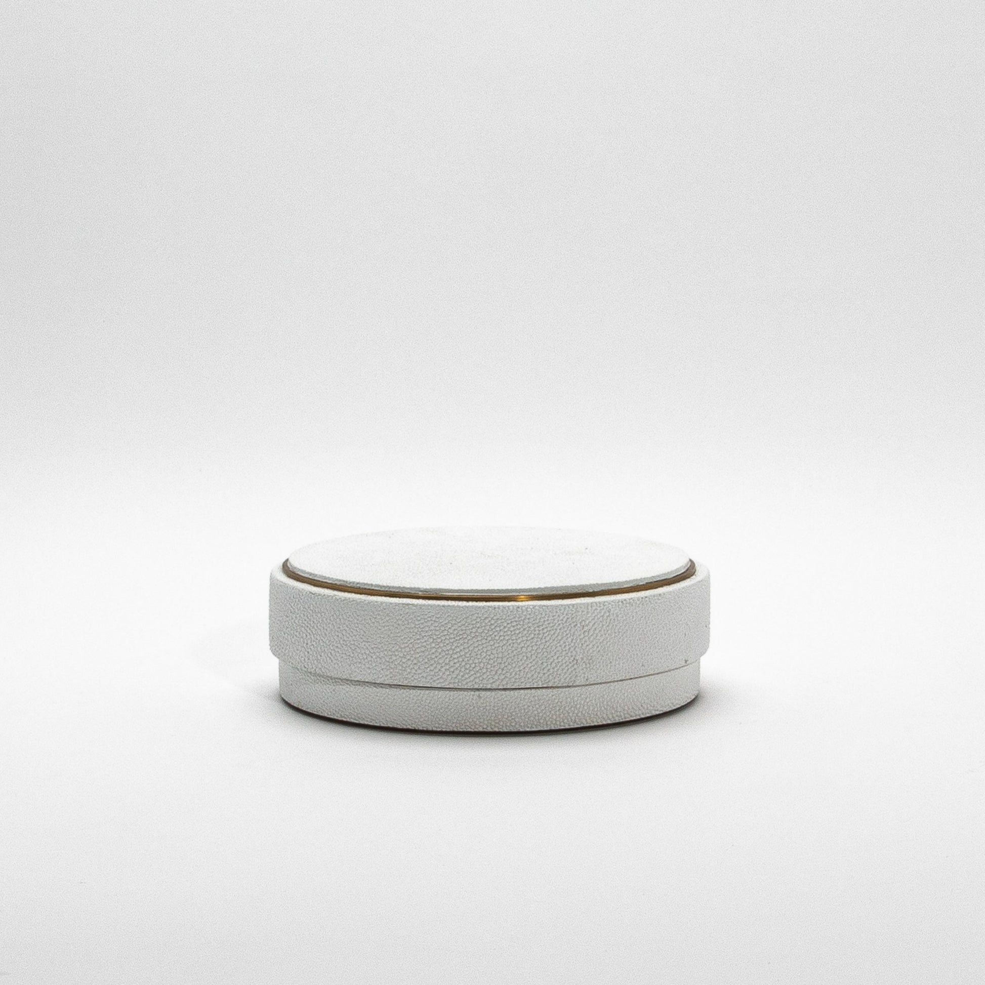 Set of 3 Boxes in White Shagreen with Brass Frame by R&Y Augousti