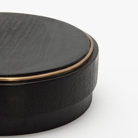Set of 3 Boxes in Black Oak with Brass Frame by R&Y Augousti