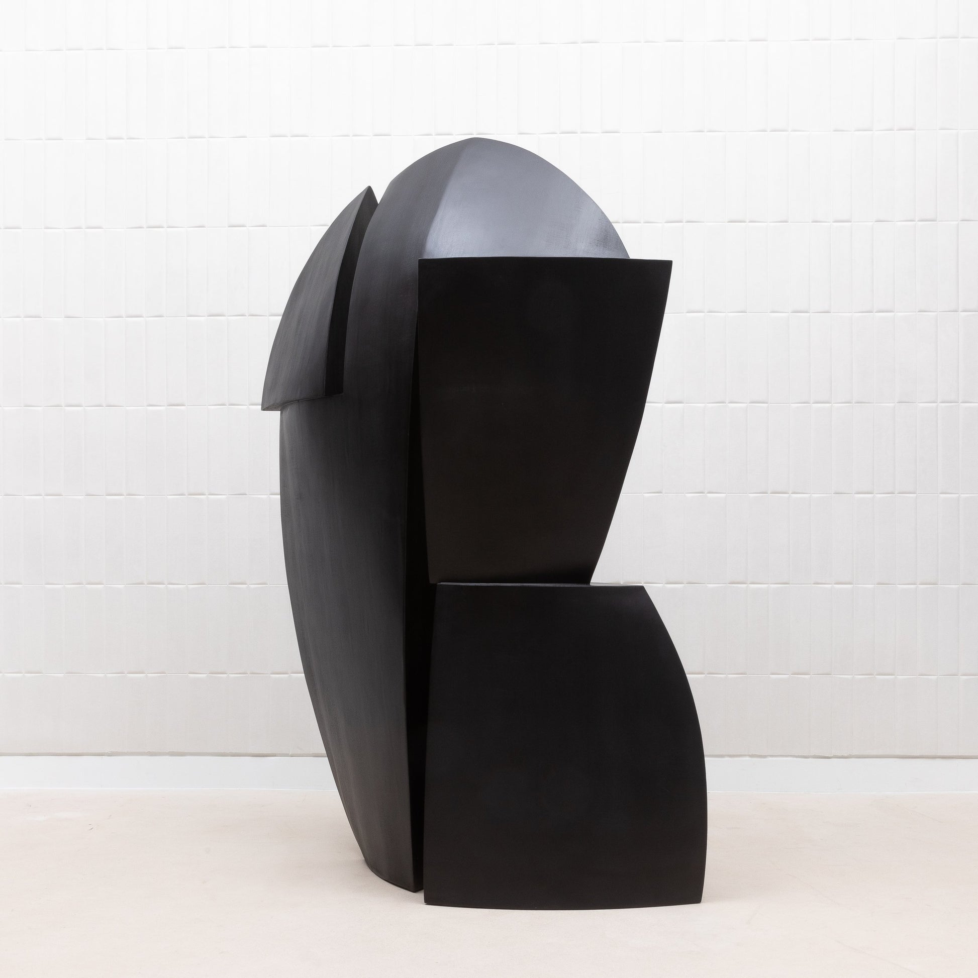 Modern Abstract Sculpture in Black Oak by Patrick Coard Paris