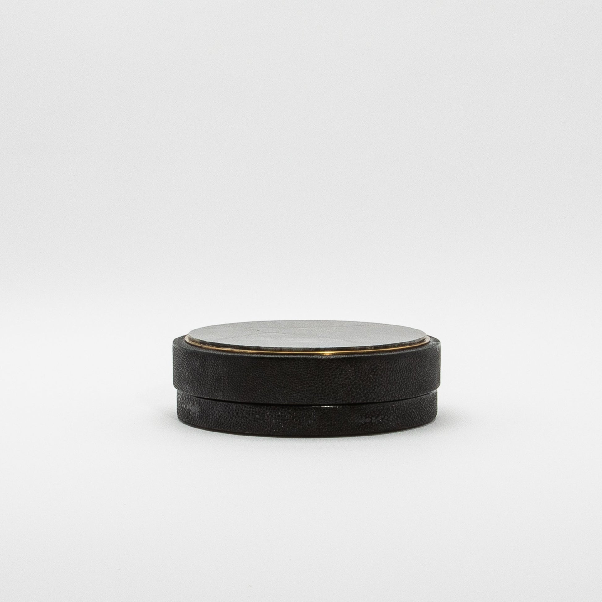 Set of 3 Boxes in Black Shagreen and Black Quartz with Brass Frame by R&Y Augousti