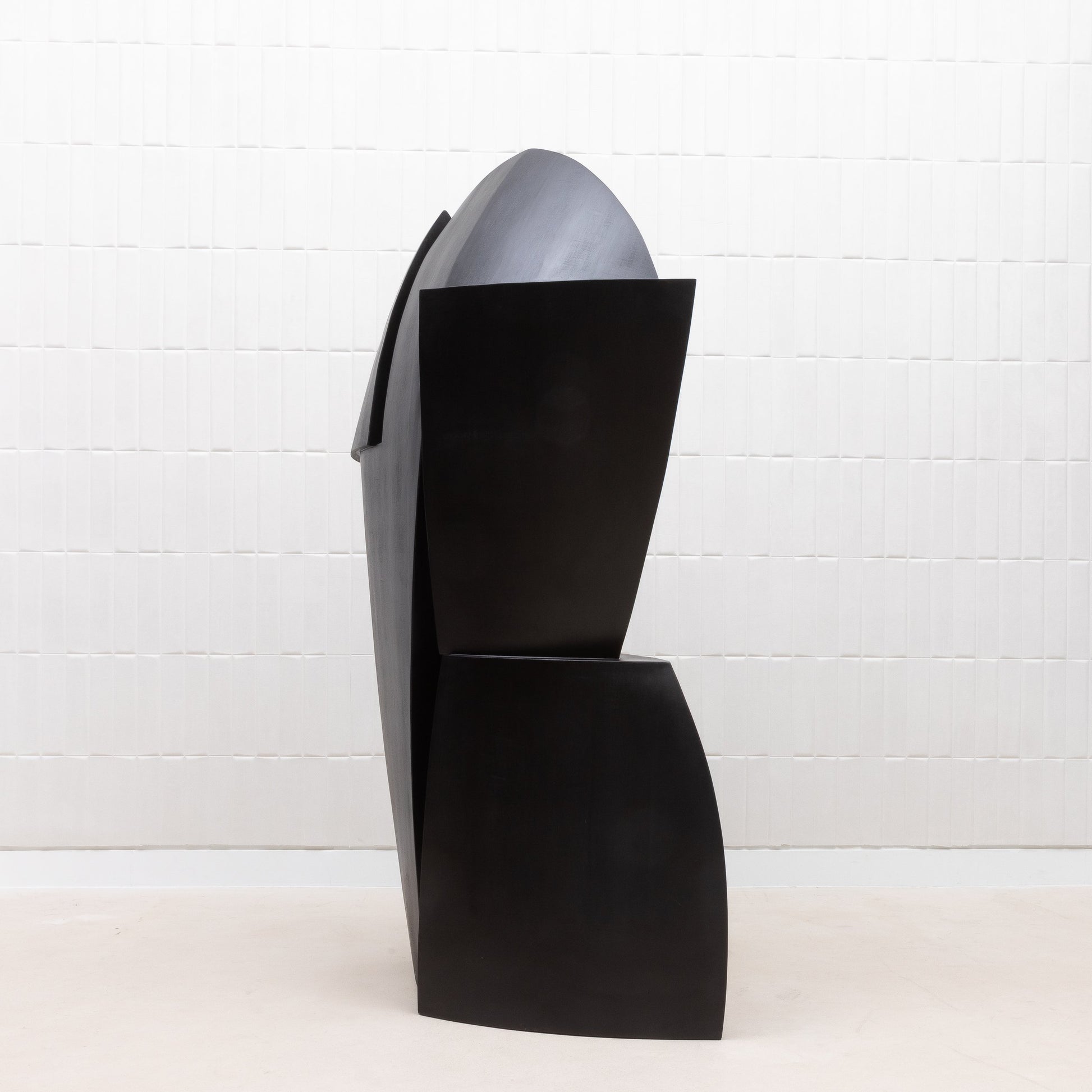 Modern Abstract Sculpture in Black Oak by Patrick Coard Paris