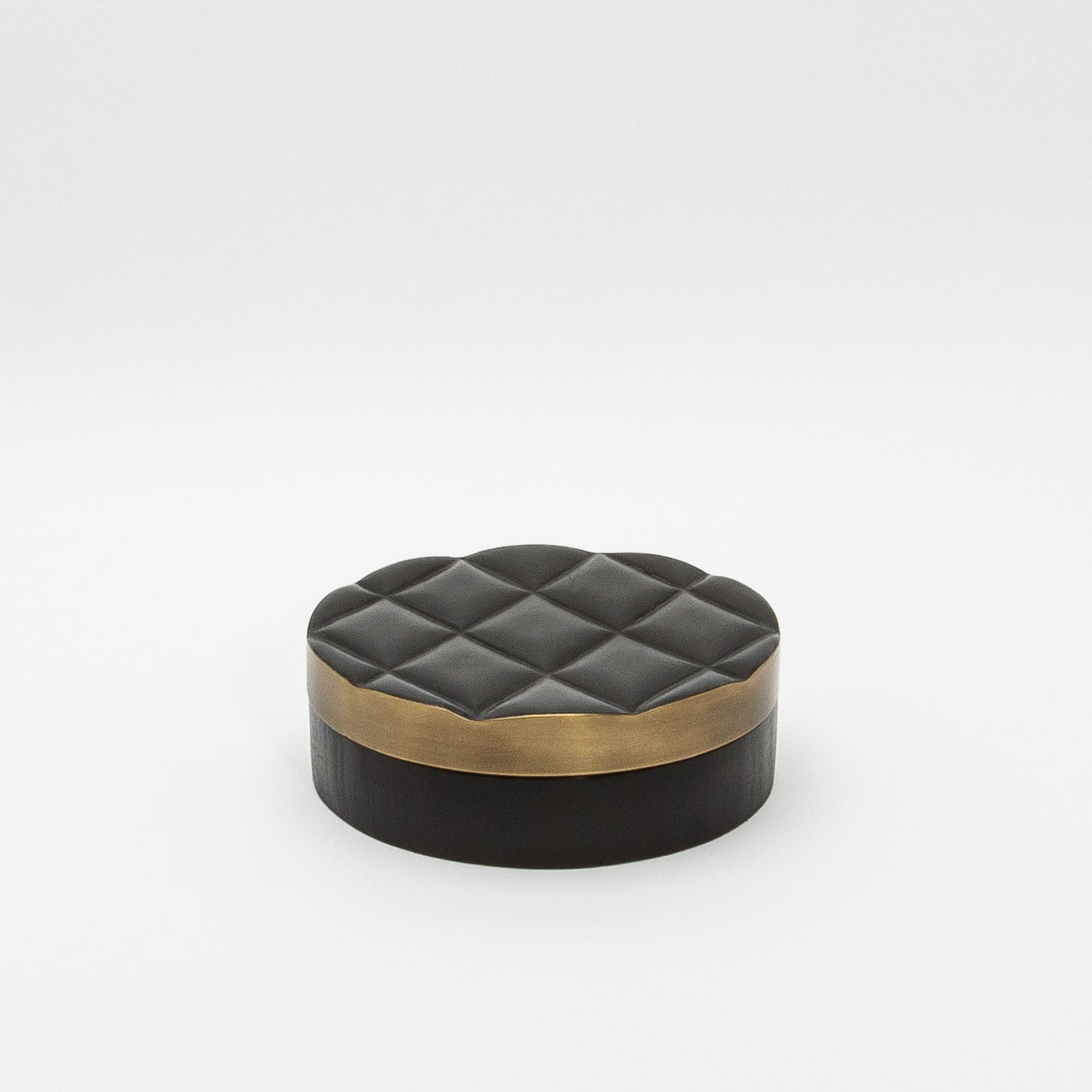 Set of 2 Quilted Boxes in Black Oak with Bronze Patina Brass by Kifu Paris