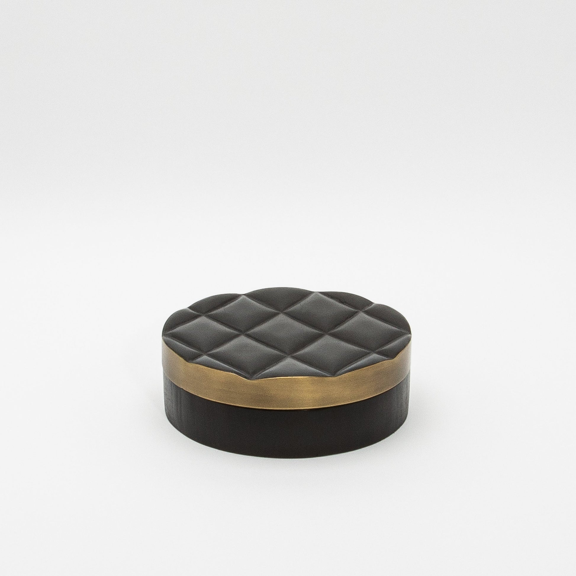 Set of 2 Quilted Boxes in Black Oak with Bronze Patina Brass by Kifu Paris
