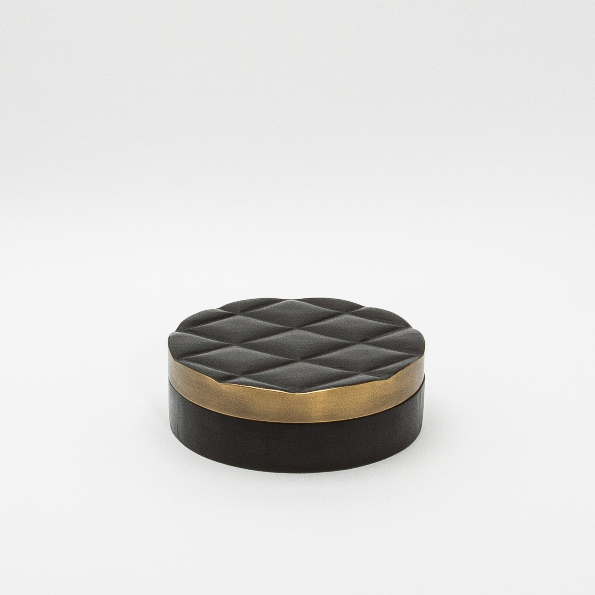 Set of 2 Quilted Boxes in Black Oak with Bronze Patina Brass by Kifu Paris
