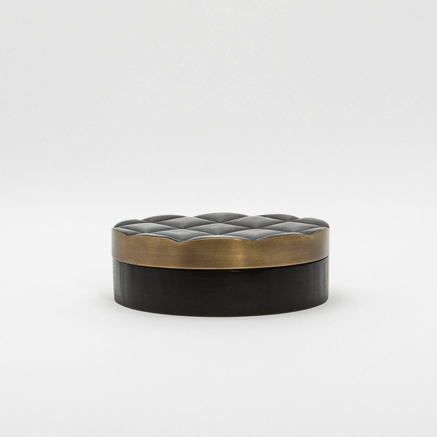 Set of 2 Quilted Boxes in Black Oak with Bronze Patina Brass by Kifu Paris