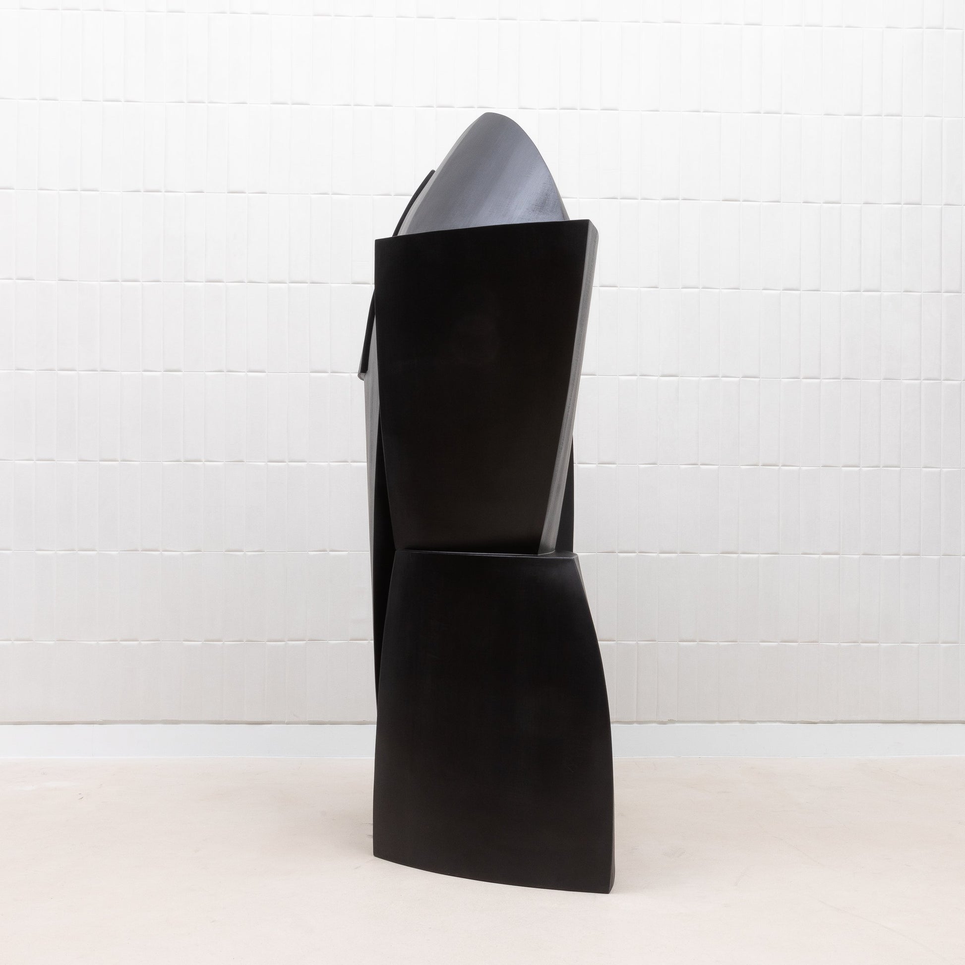 Modern Abstract Sculpture in Black Oak by Patrick Coard Paris