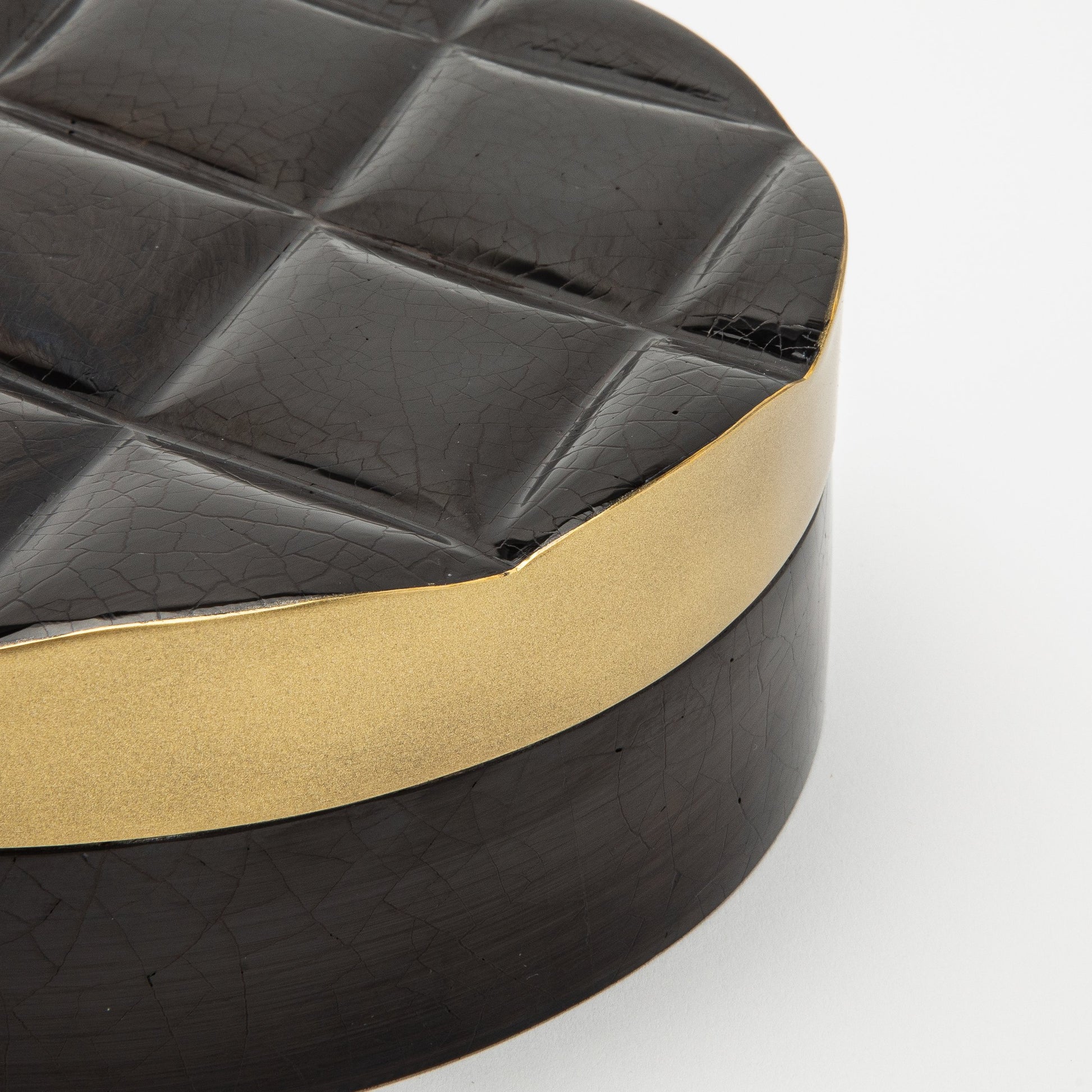 Set of 2 Quilted Boxes in Black Shell with Bronze Patina Brass by Kifu Paris
