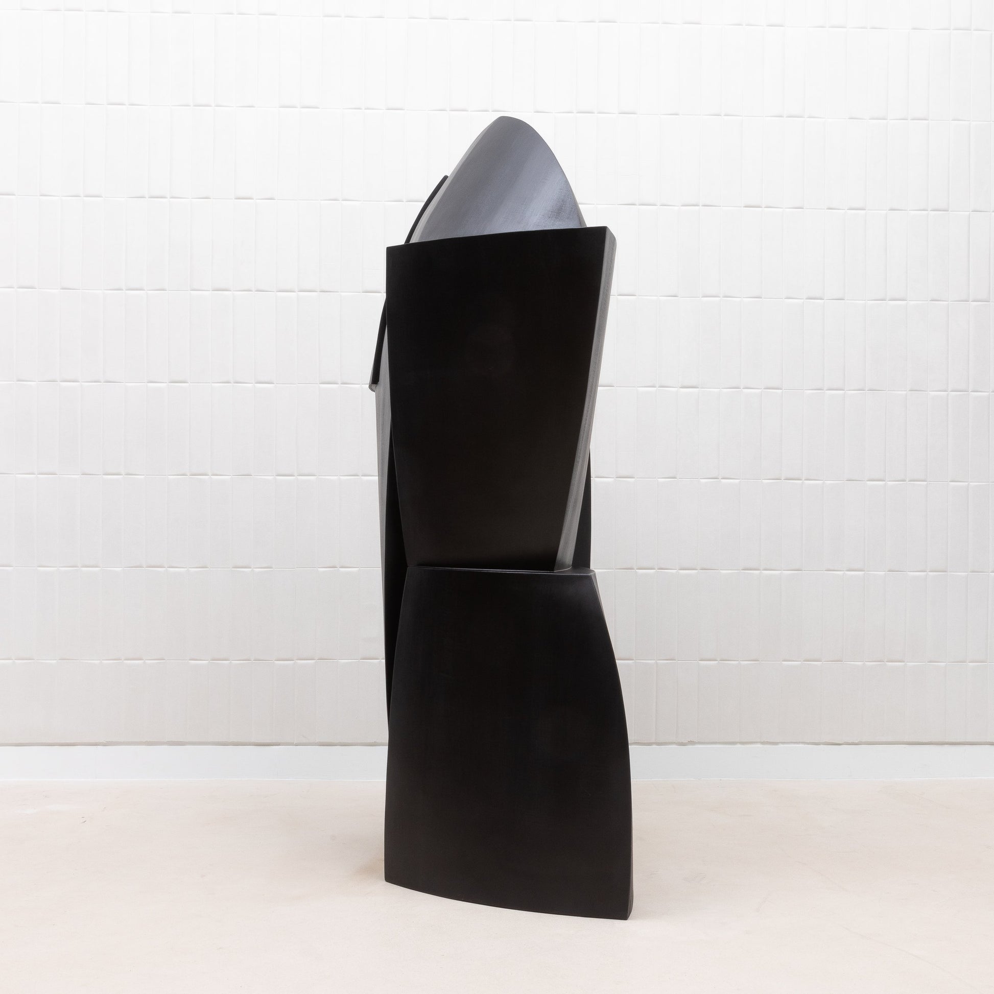 Modern Abstract Sculpture in Black Oak by Patrick Coard Paris