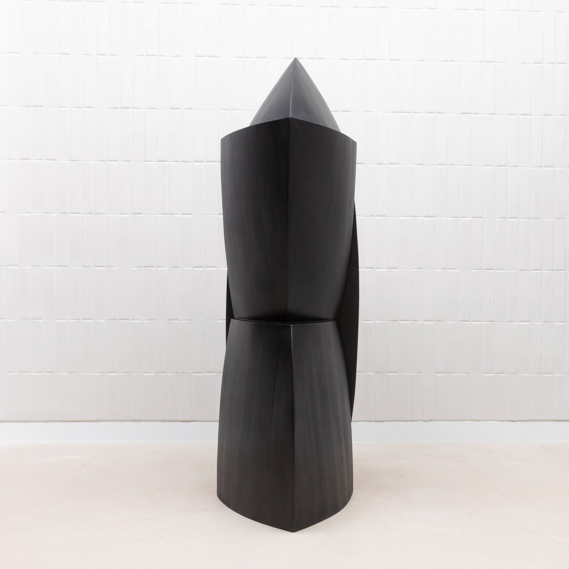 Modern Abstract Sculpture in Black Oak by Patrick Coard Paris