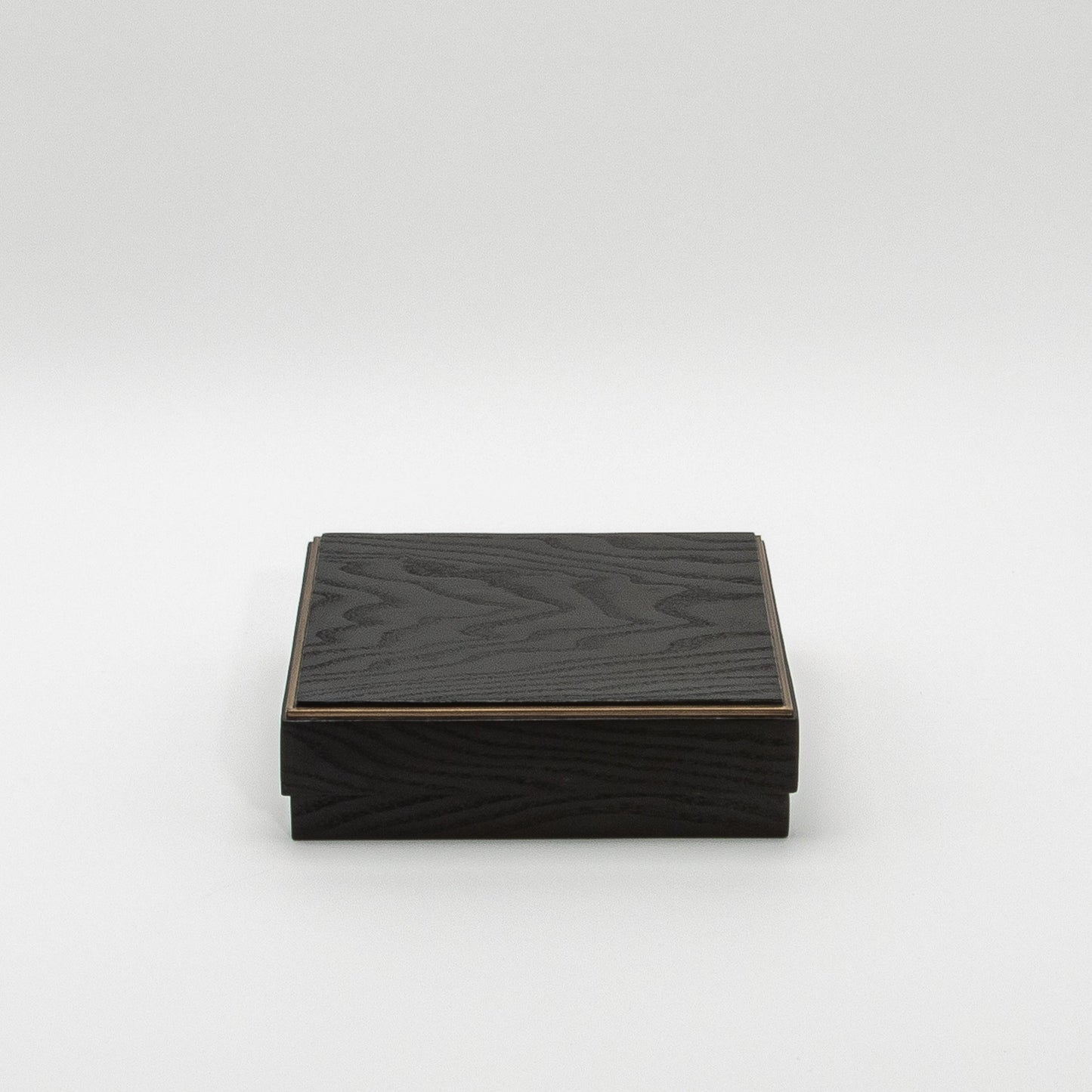 Set of 3 Square Boxes in Black Oak with Brass Frame by R&Y Augousti