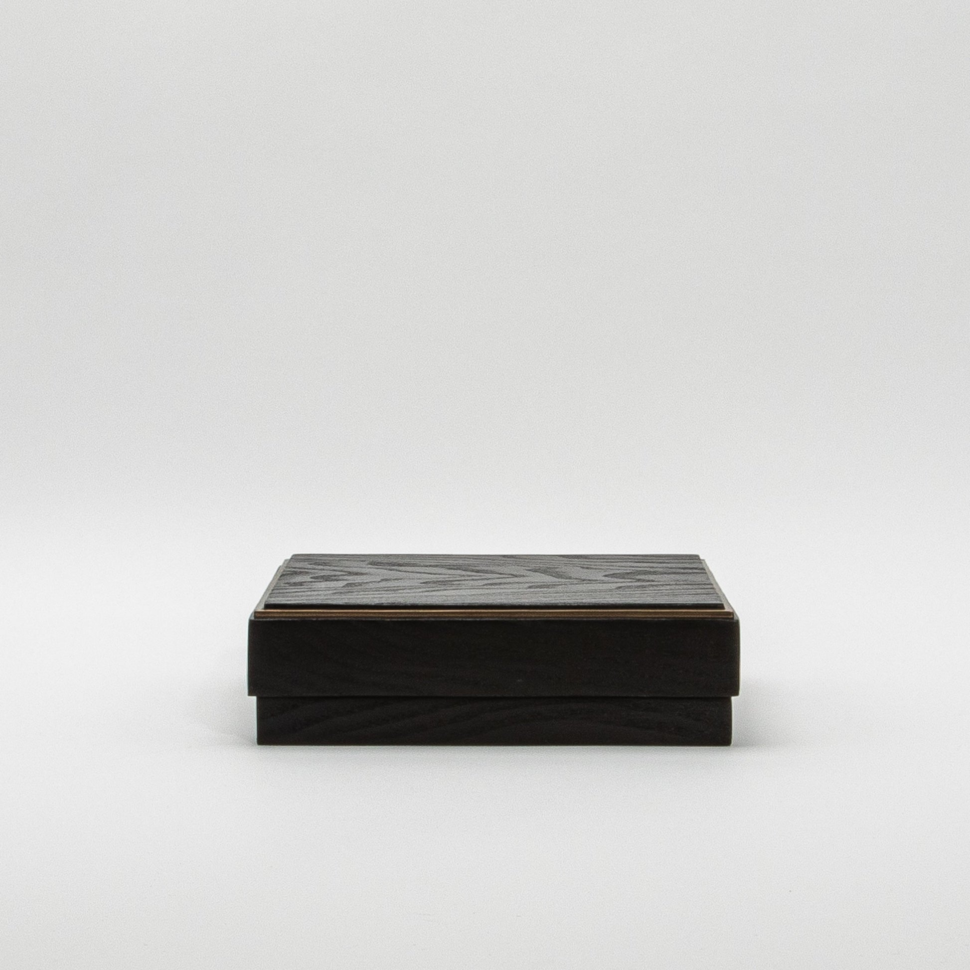 Set of 3 Square Boxes in Black Oak with Brass Frame by R&Y Augousti