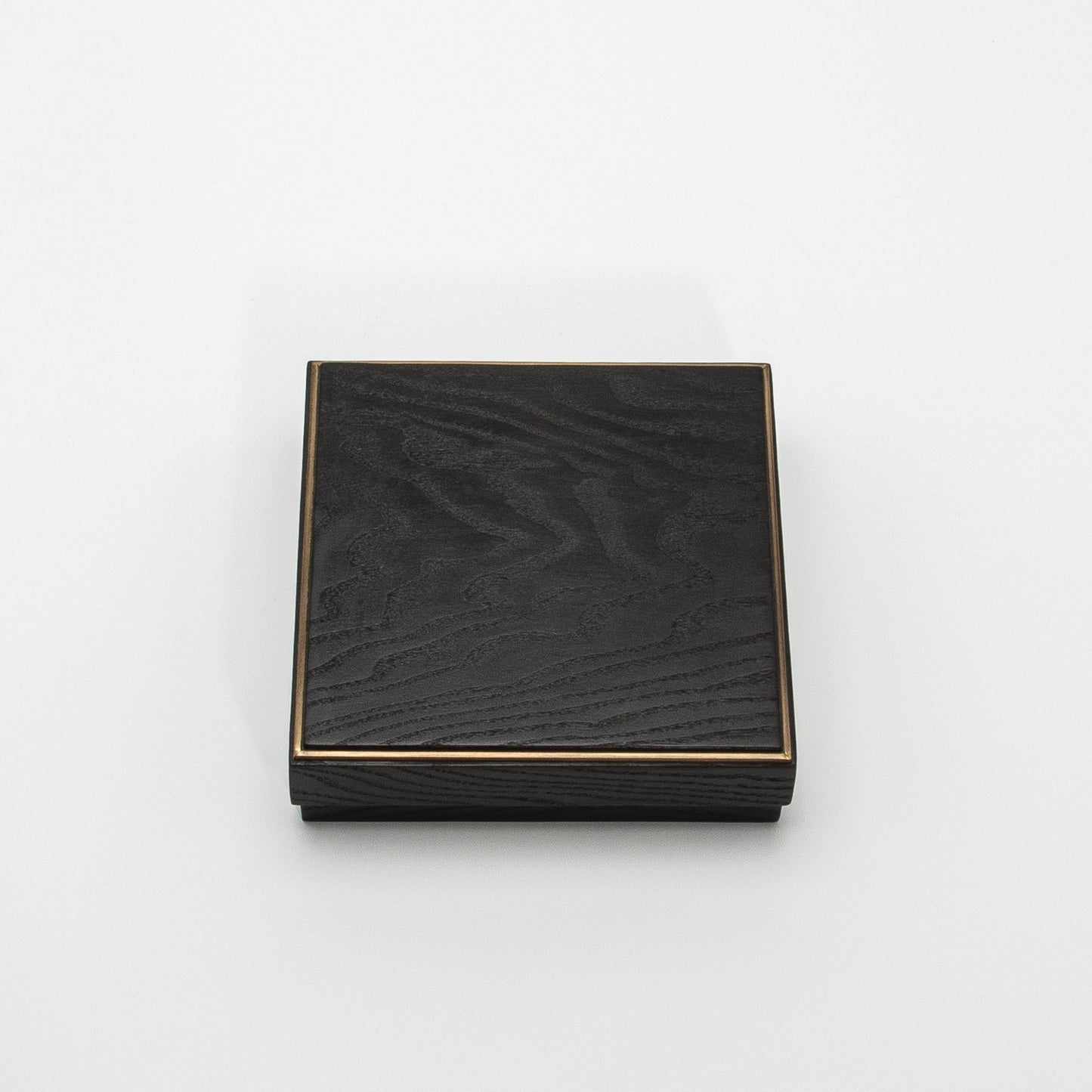 Set of 3 Square Boxes in Black Oak with Brass Frame by R&Y Augousti