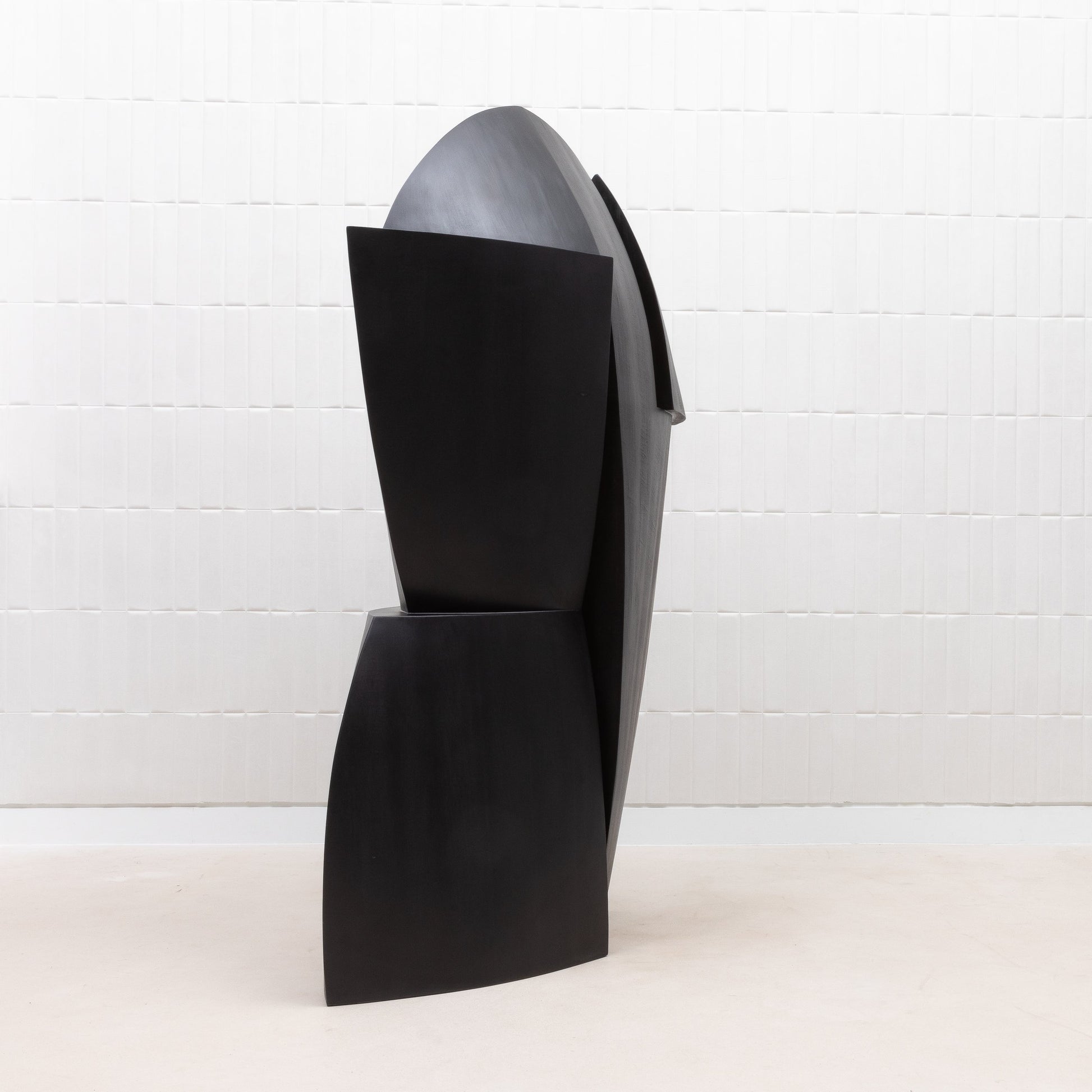 Modern Abstract Sculpture in Black Oak by Patrick Coard Paris