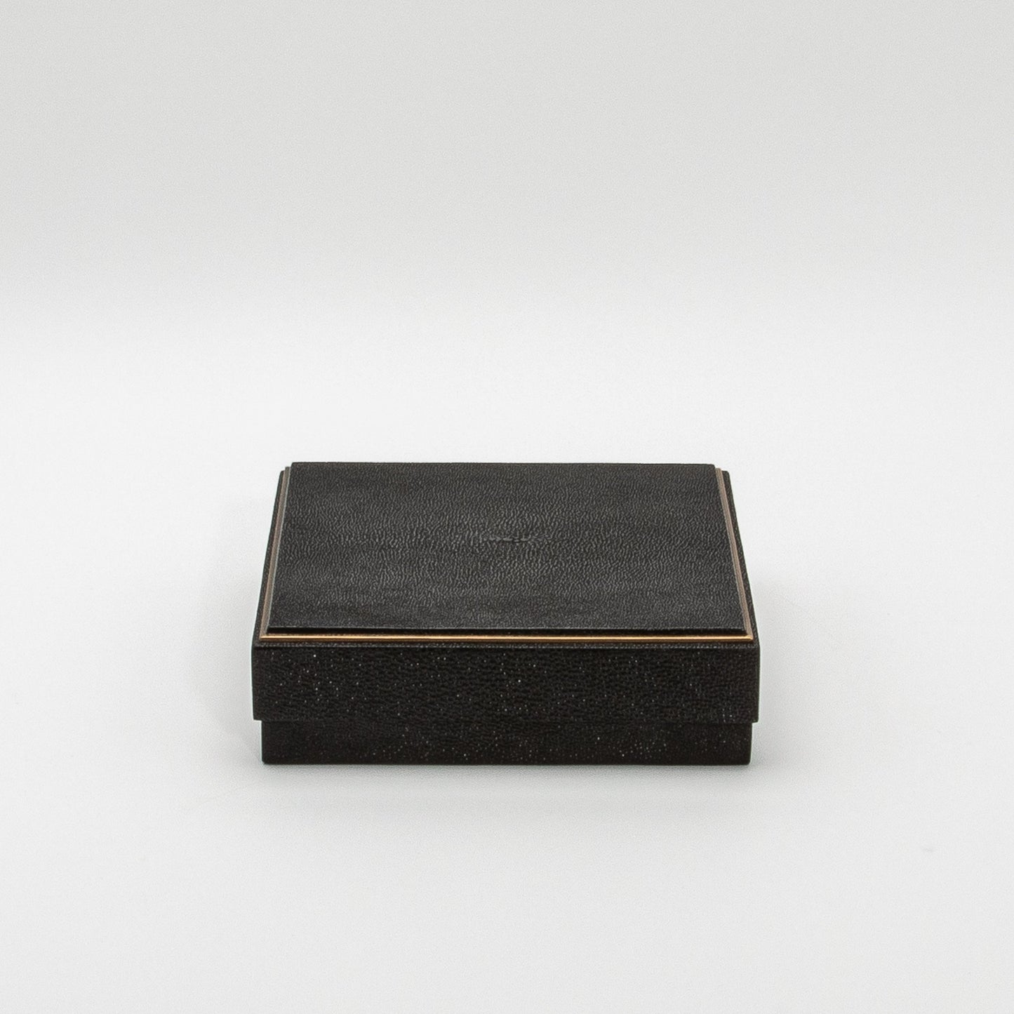 Set of 3 Square Boxes in Black Shagreen with Brass Frame by R&Y Augousti