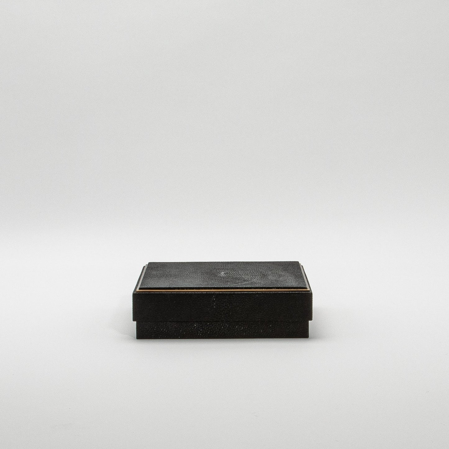 Set of 3 Square Boxes in Black Shagreen with Brass Frame by R&Y Augousti