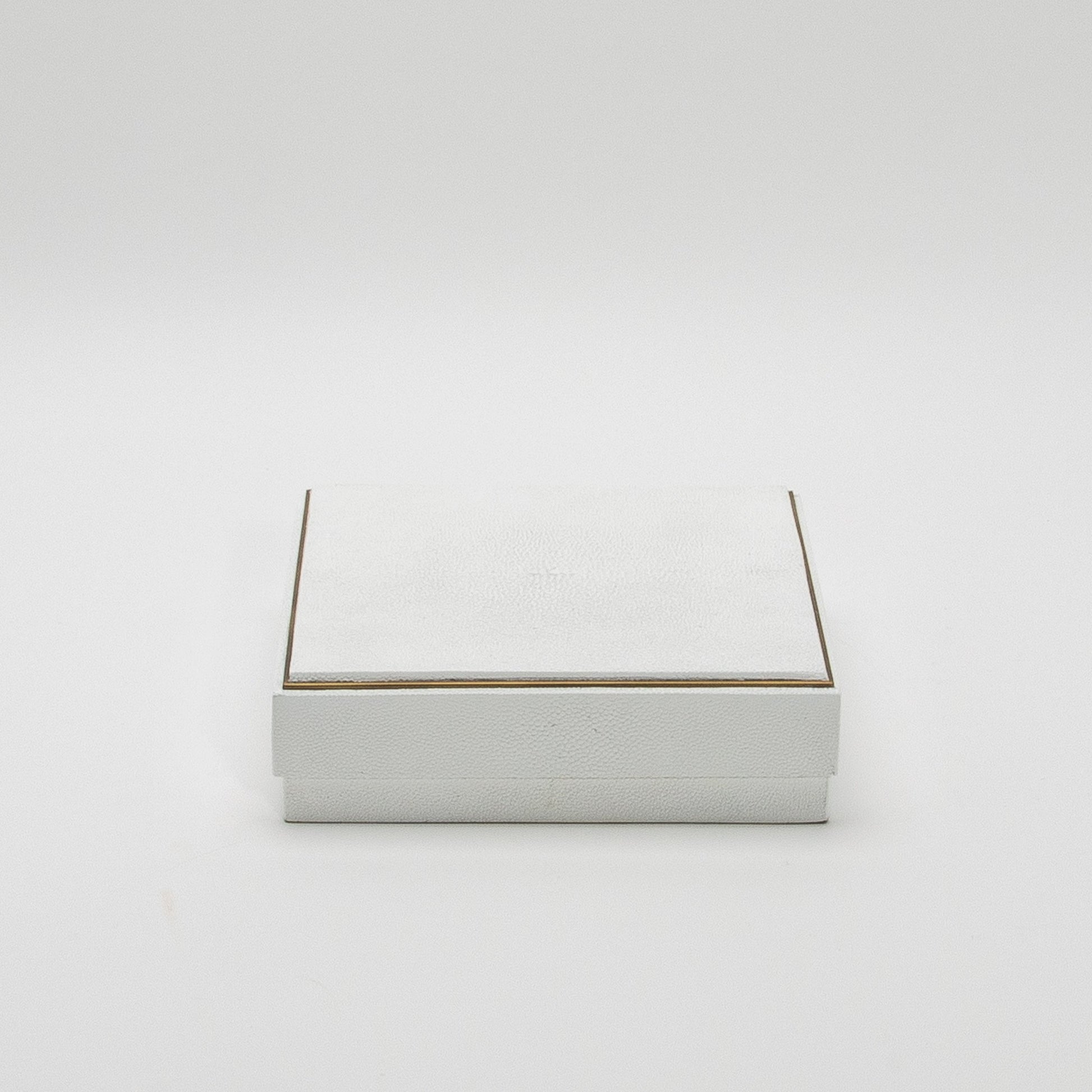Set of 3 Square Boxes in White Shagreen with Brass Frame by R&Y Augousti