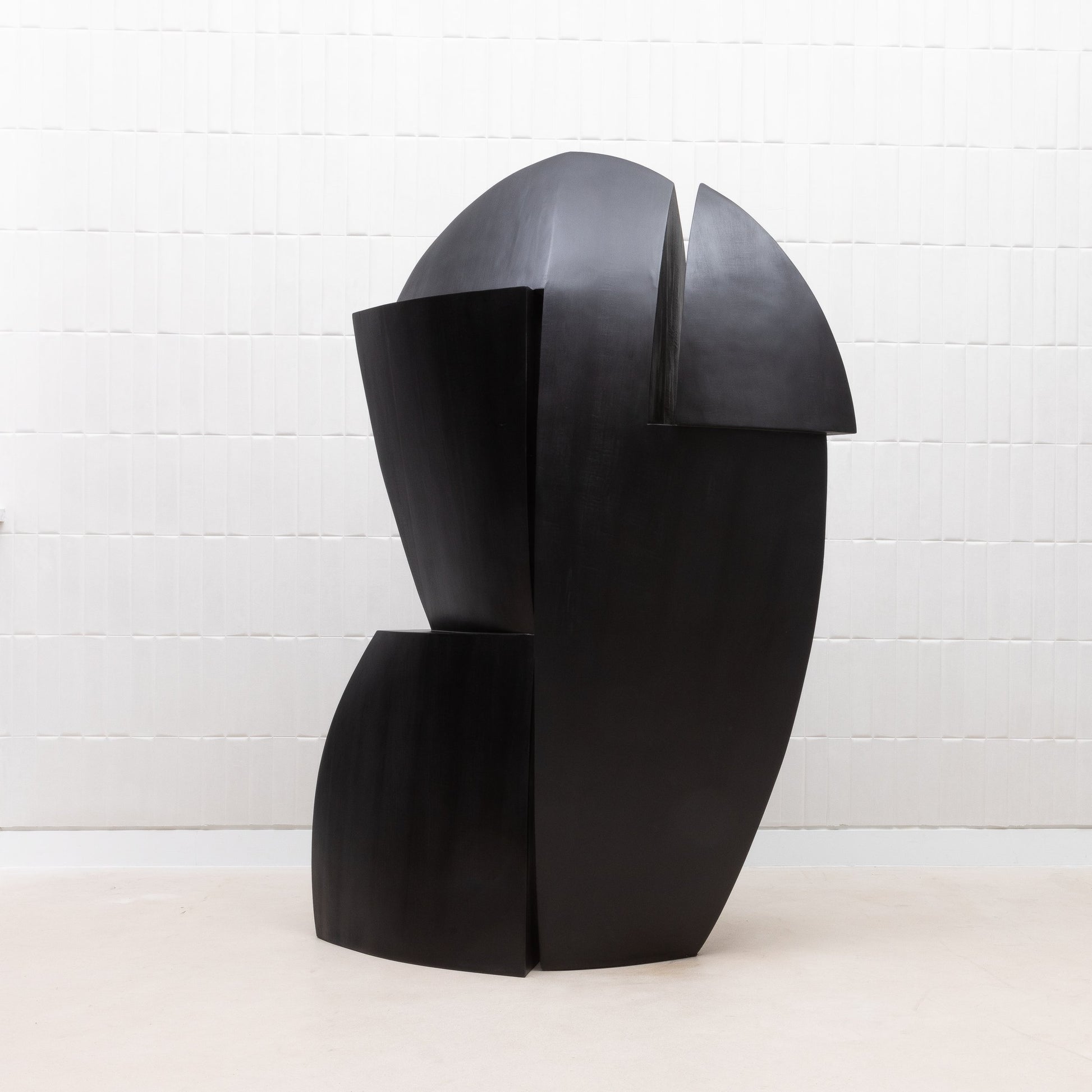Modern Abstract Sculpture in Black Oak by Patrick Coard Paris