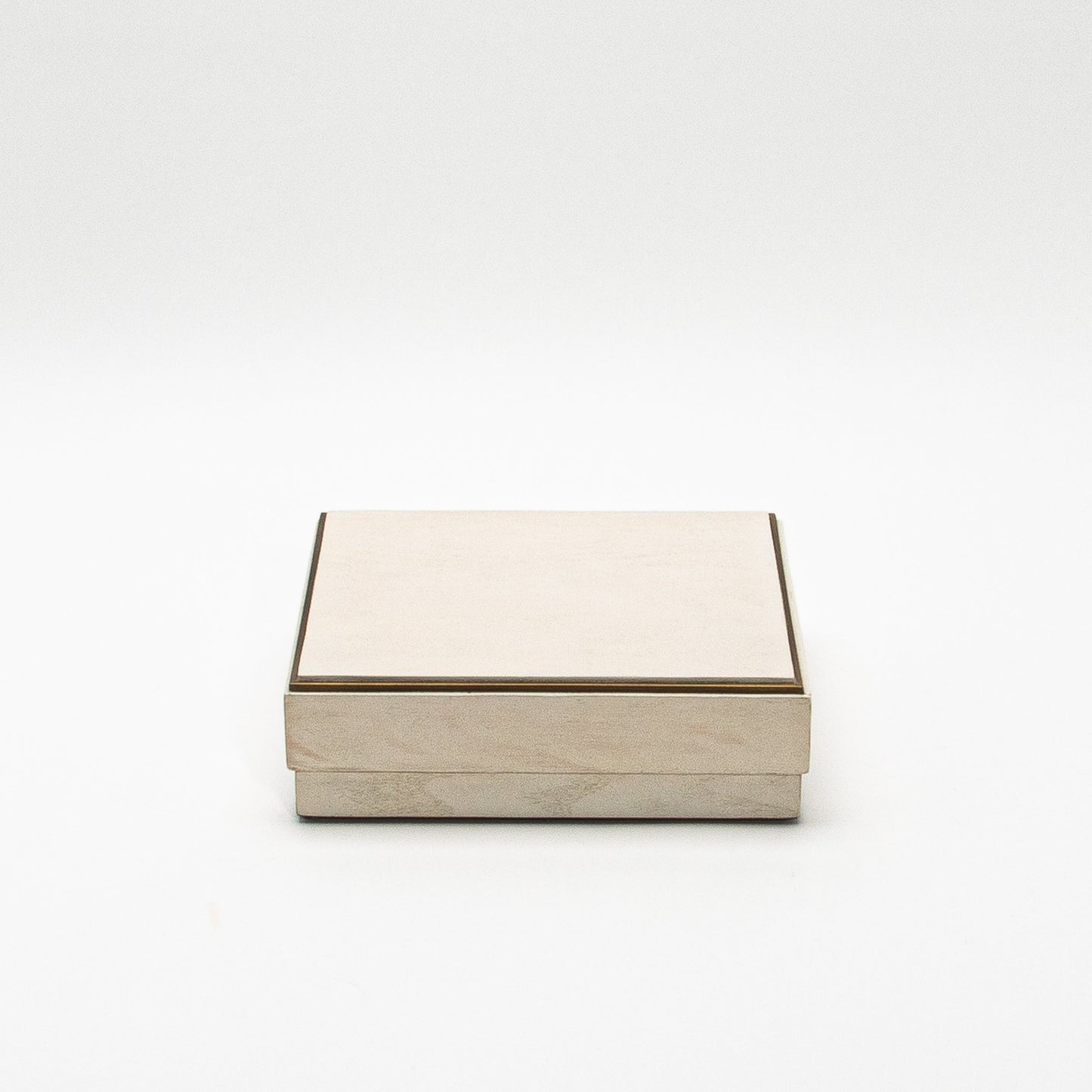 Set of 3 Square Boxes in White Oak with Brass Frame by R&Y Augousti