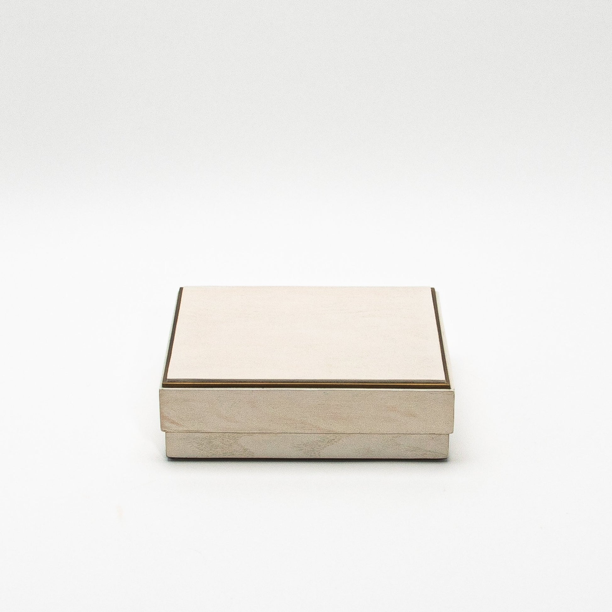 Set of 3 Square Boxes in White Oak with Brass Frame by R&Y Augousti