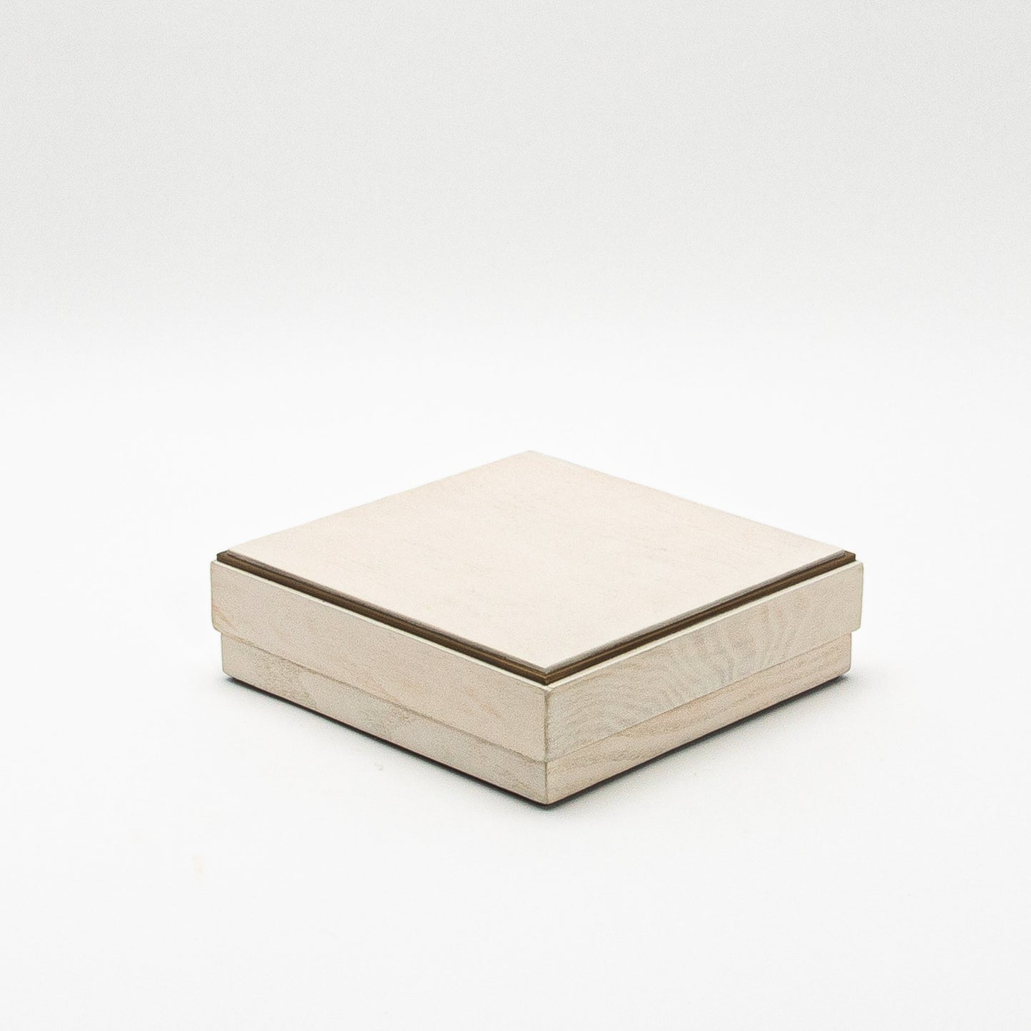 Set of 3 Square Boxes in White Oak with Brass Frame by R&Y Augousti