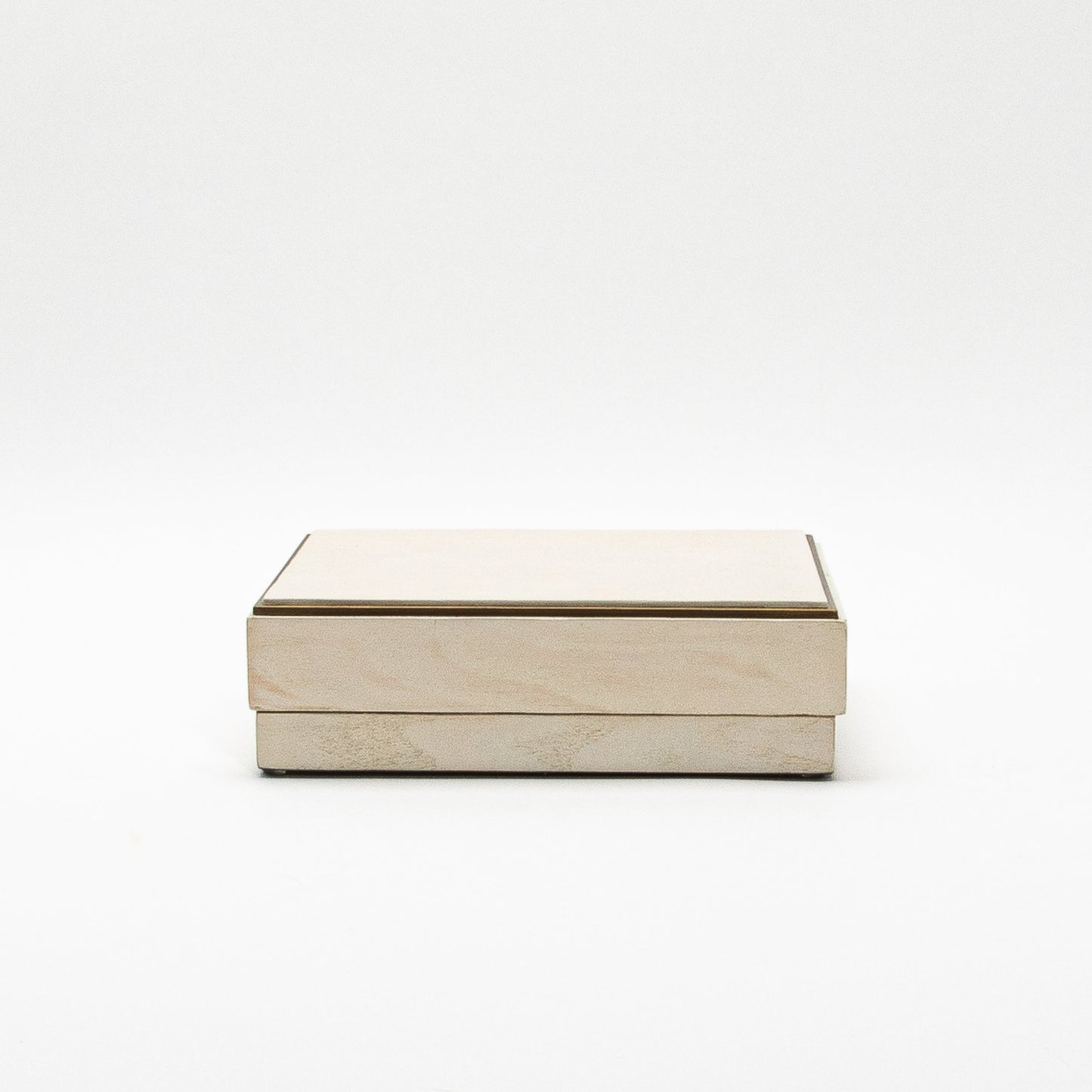 Set of 3 Square Boxes in White Oak with Brass Frame by R&Y Augousti