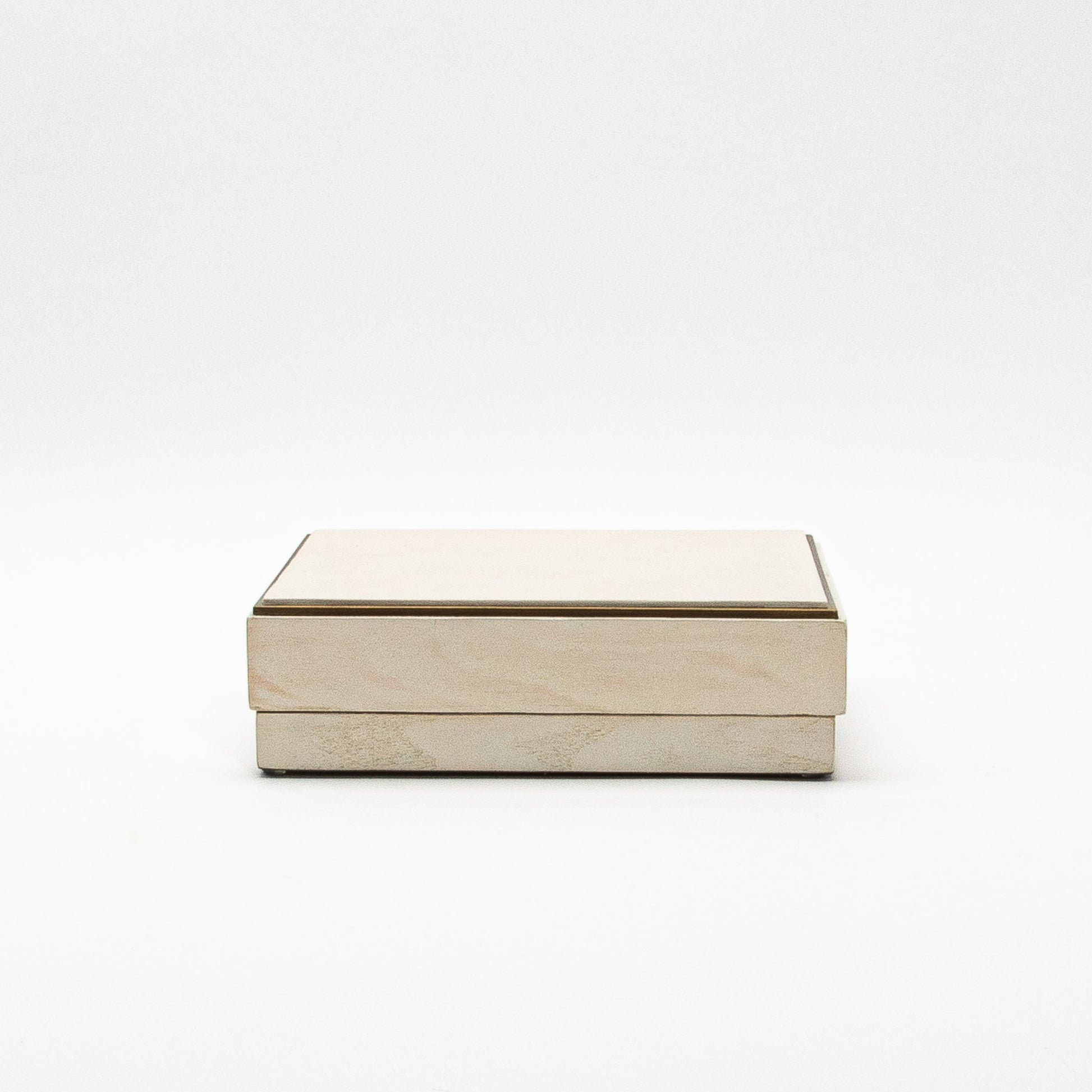 Set of 3 Square Boxes in White Oak with Brass Frame by R&Y Augousti