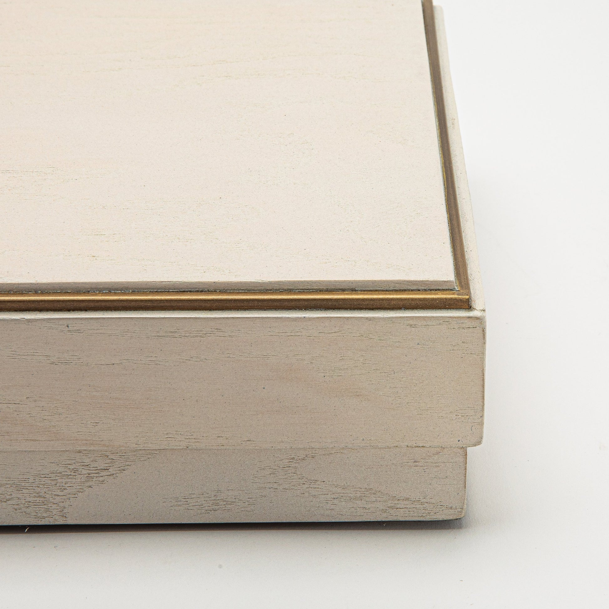 Set of 3 Square Boxes in White Oak with Brass Frame by R&Y Augousti