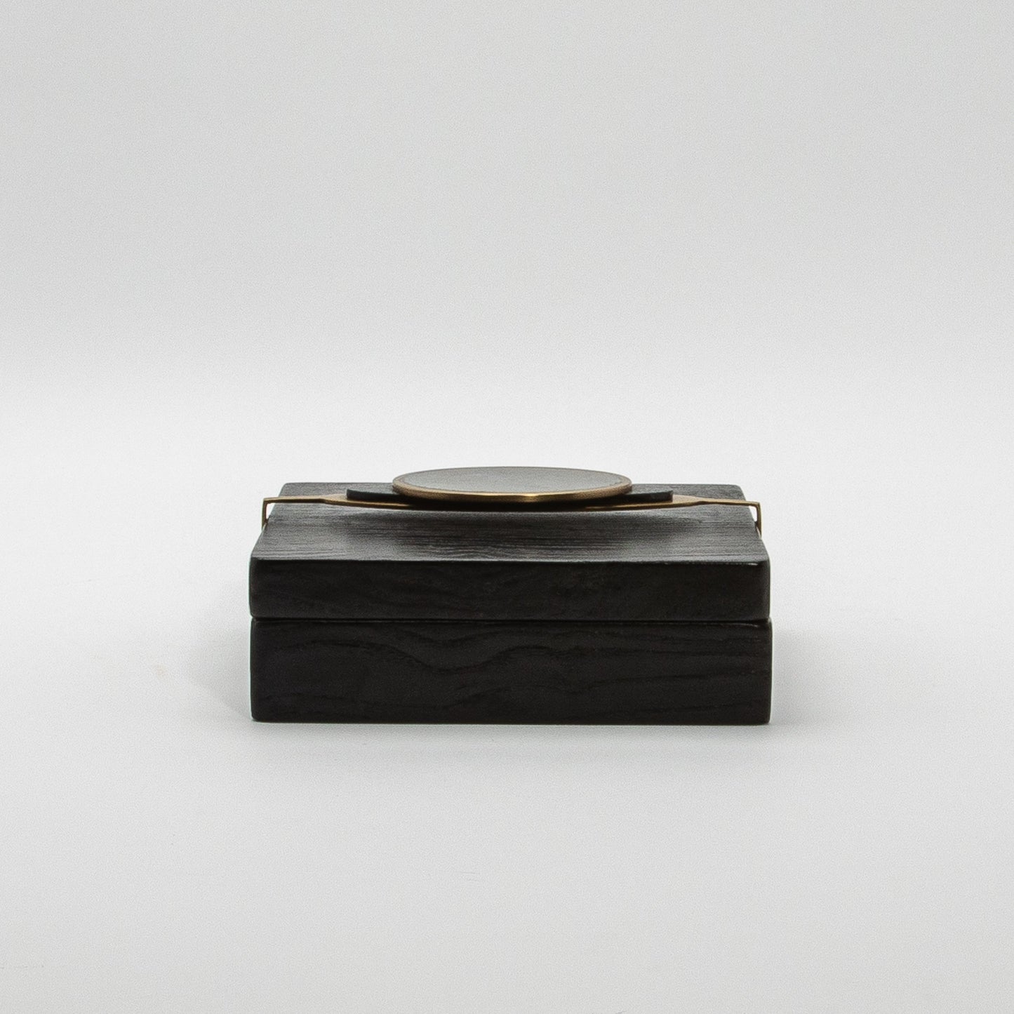 Set of 2 Boxes in Oak with Semi-Precious Stone and Brass by Kifu Paris