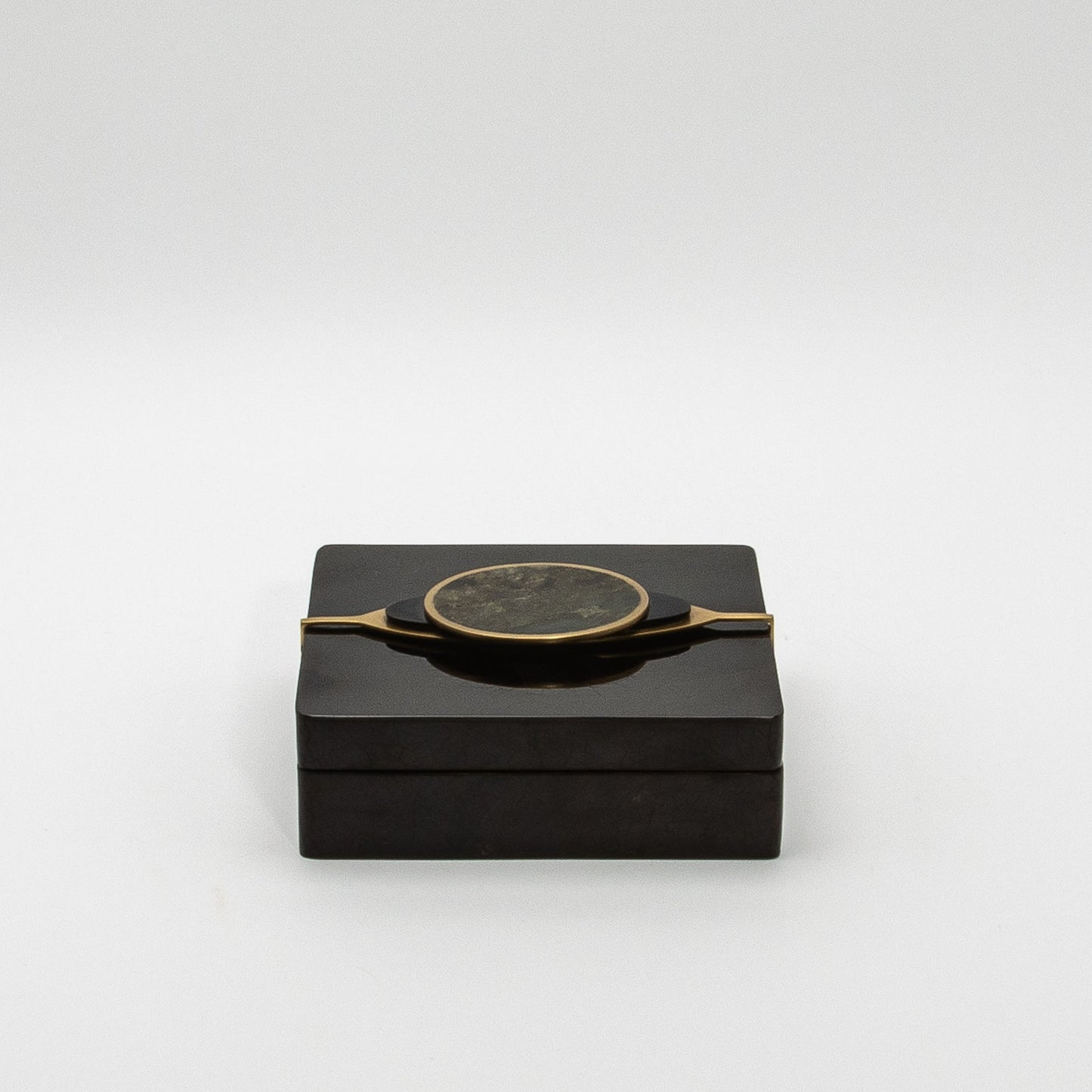 Set of 2 Boxes in Shell with Semi-Precious Stone and Brass by Kifu Paris