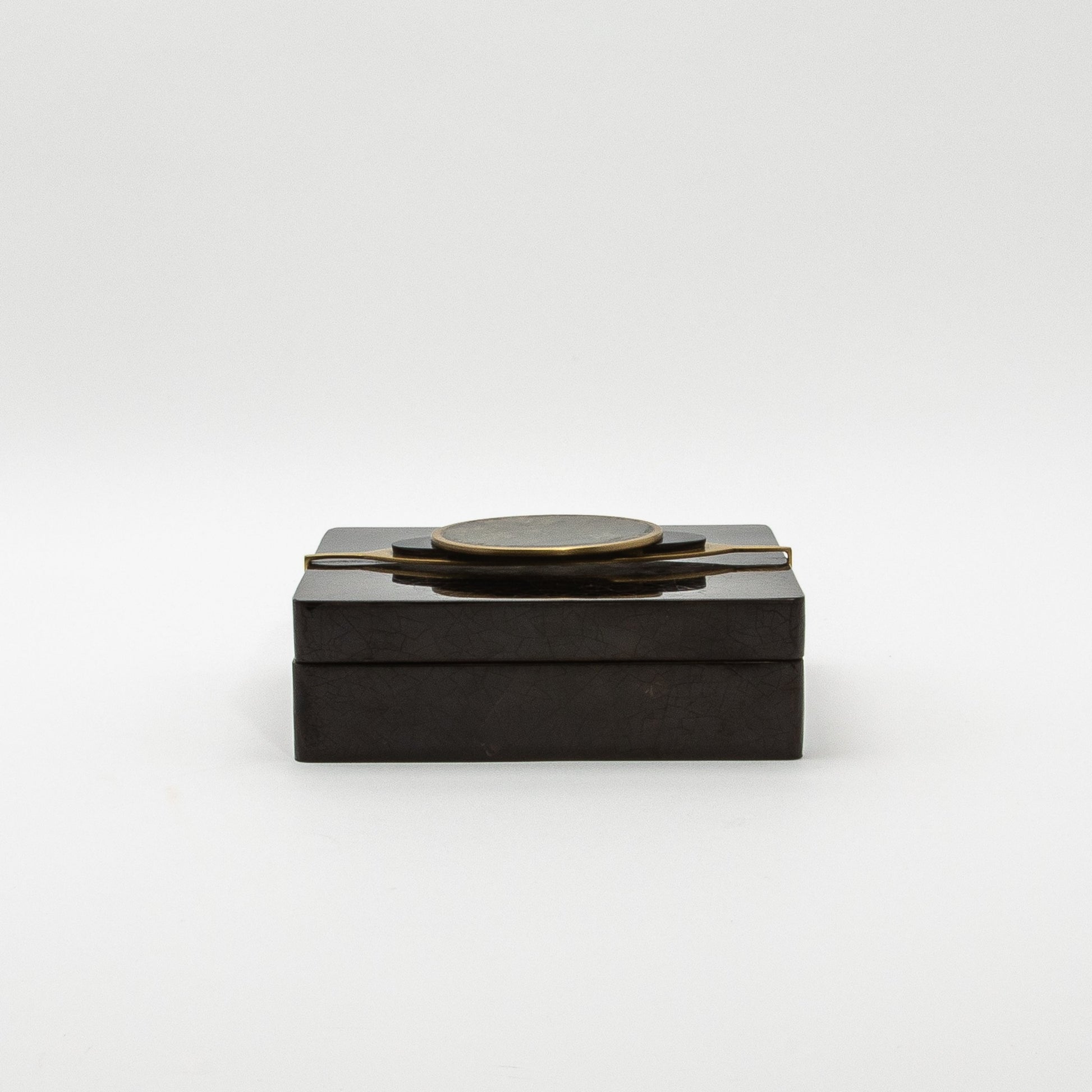Set of 2 Boxes in Shell with Semi-Precious Stone and Brass by Kifu Paris