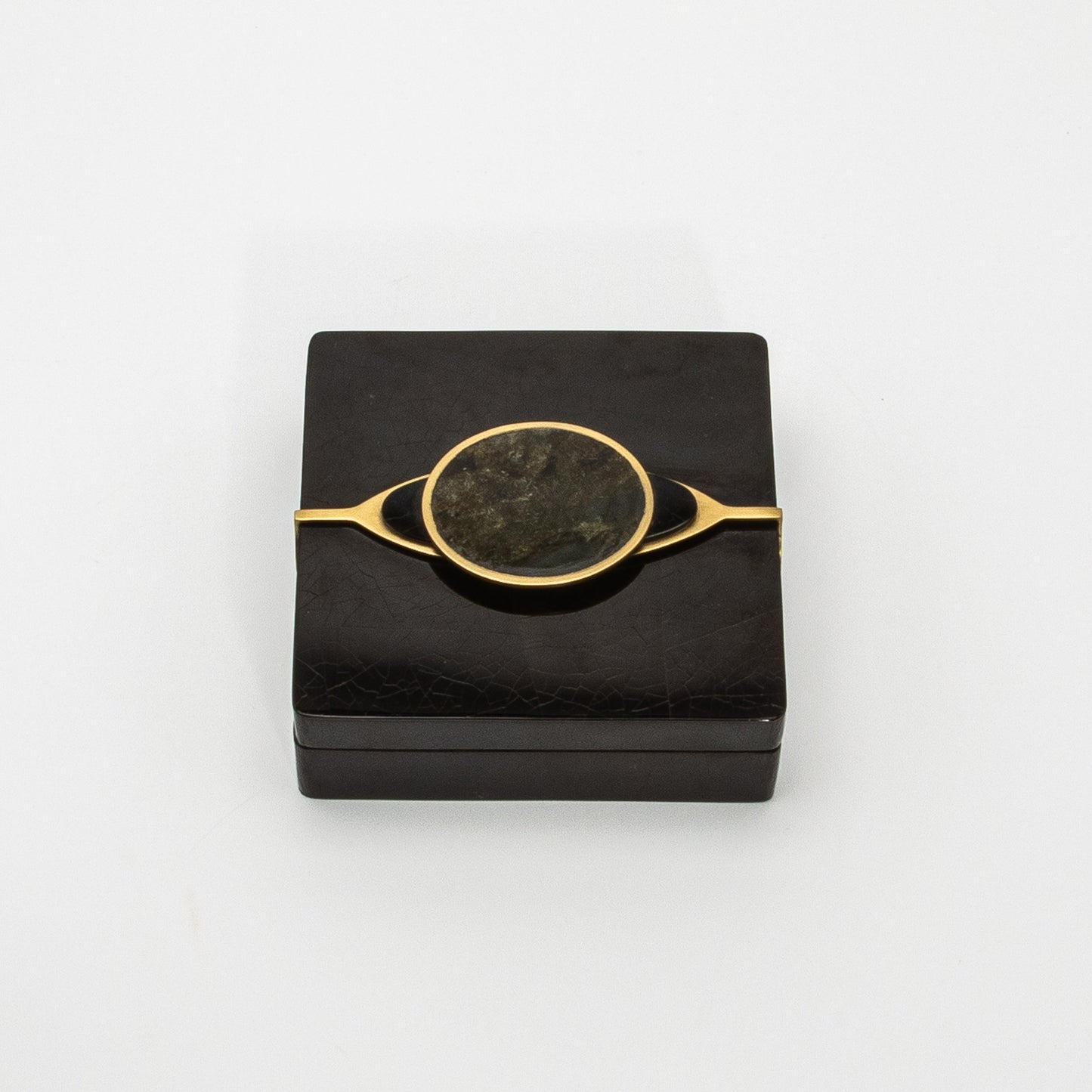 Set of 2 Boxes in Shell with Semi-Precious Stone and Brass by Kifu Paris