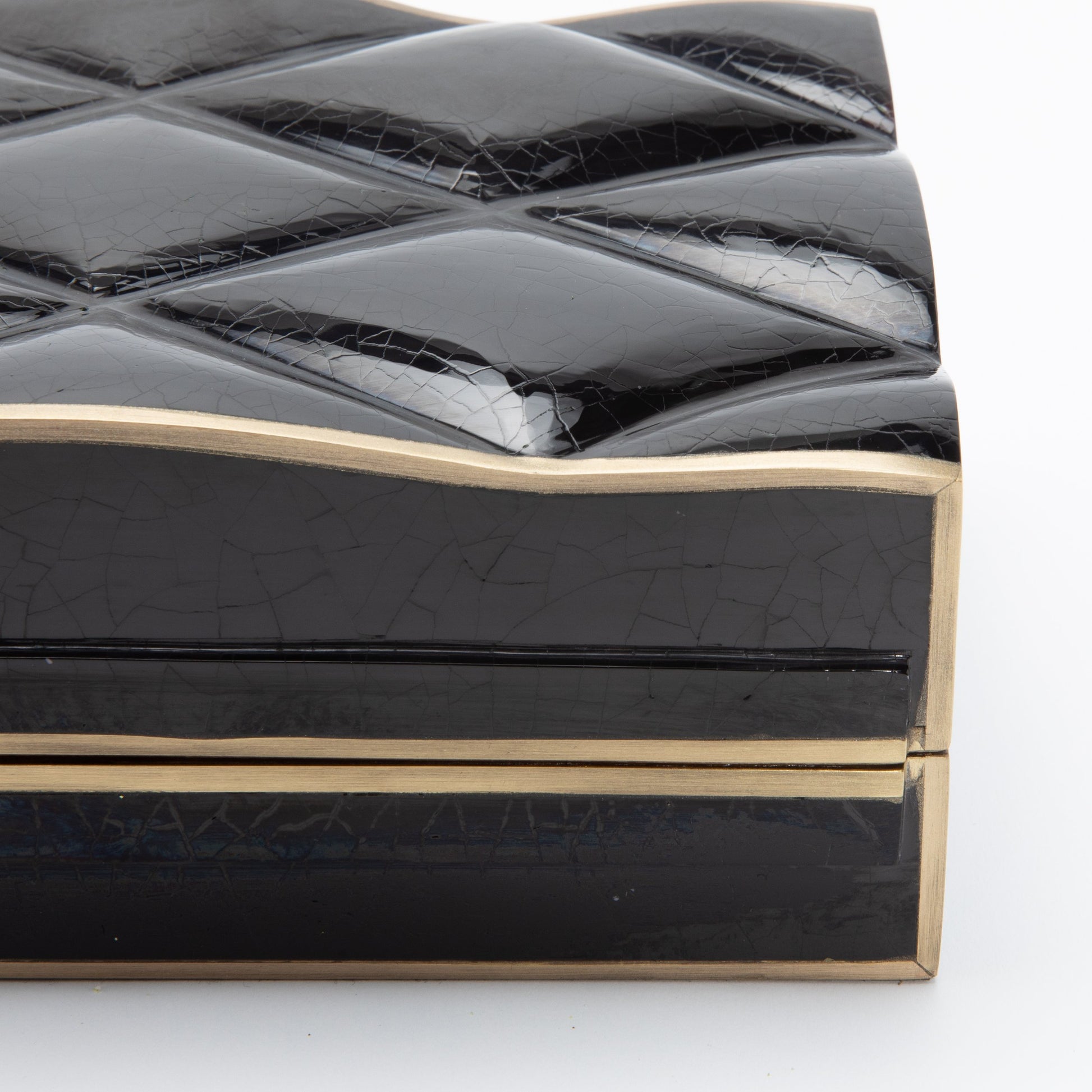 Set of 3 Quilted Boxes in Pen Shell with Bronze Patina Brass by Kifu Paris