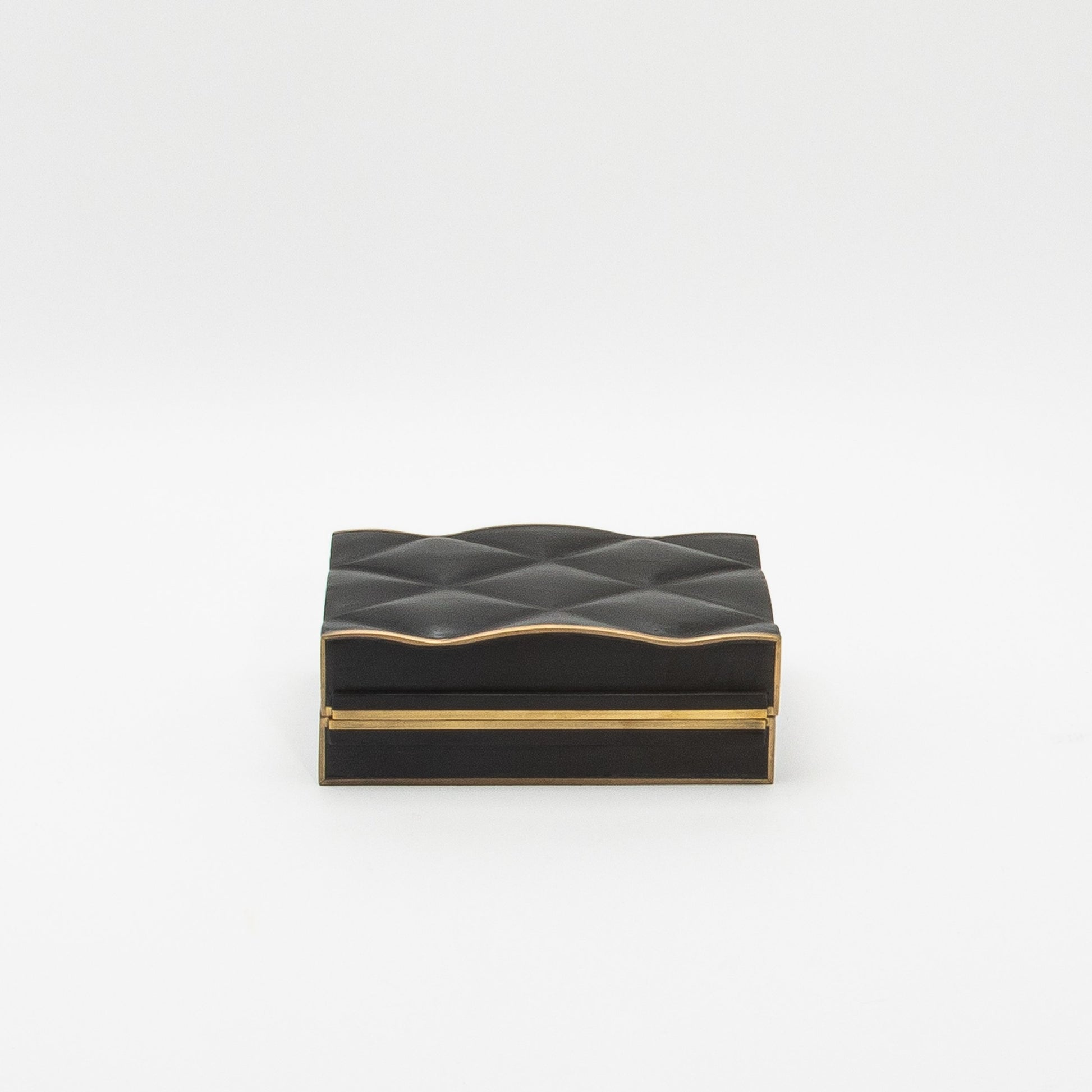 Set of 3 Quilted Boxes in Black Oak with Bronze Patina Brass by Kifu Paris