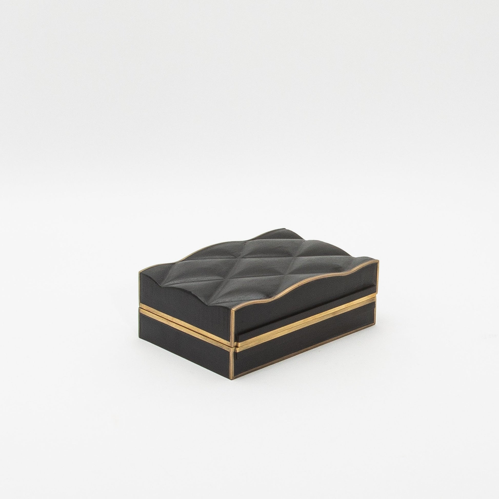 Set of 3 Quilted Boxes in Black Oak with Bronze Patina Brass by Kifu Paris