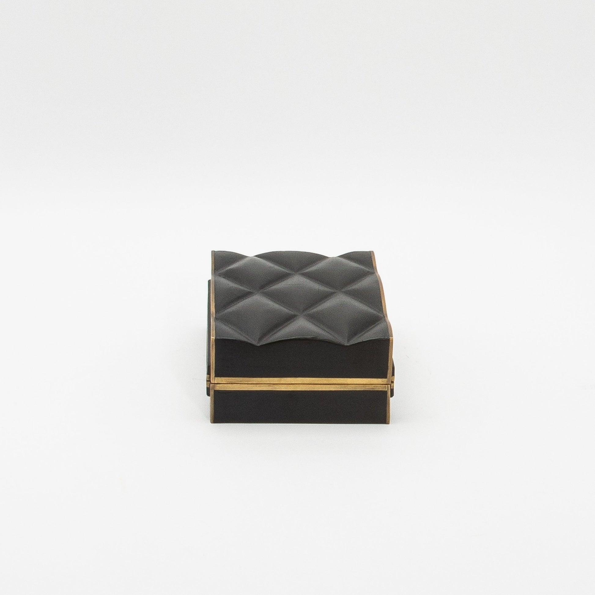 Set of 3 Quilted Boxes in Black Oak with Bronze Patina Brass by Kifu Paris