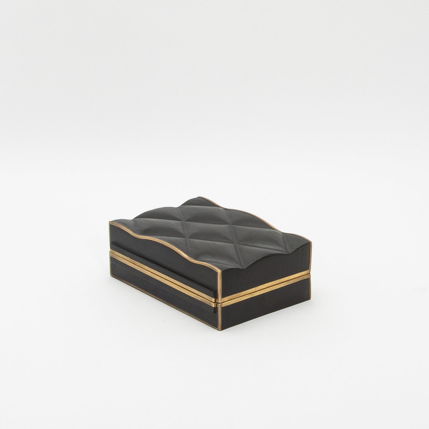 Set of 3 Quilted Boxes in Black Oak with Bronze Patina Brass by Kifu Paris