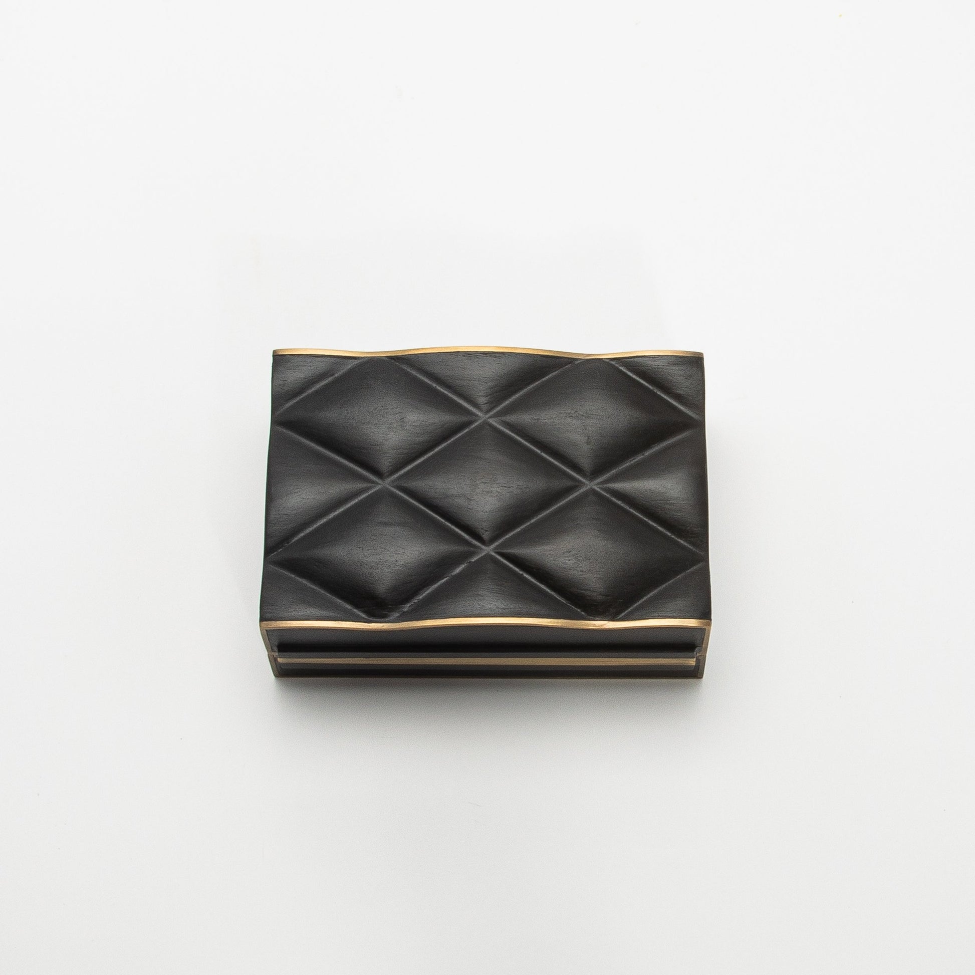 Set of 3 Quilted Boxes in Black Oak with Bronze Patina Brass by Kifu Paris