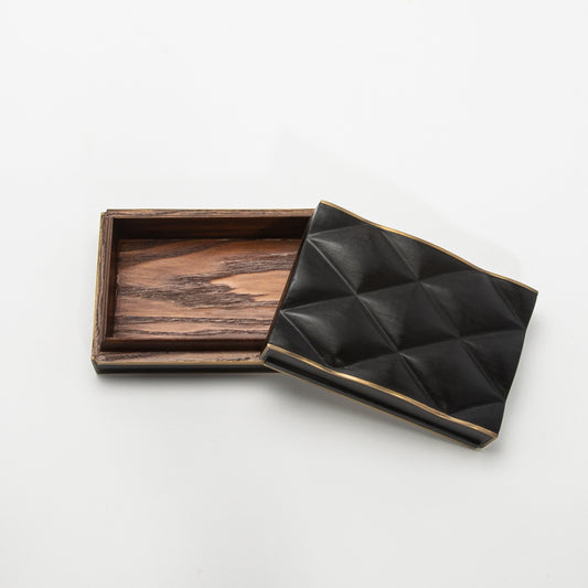 Set of 3 Quilted Boxes in Black Oak with Bronze Patina Brass by Kifu Paris