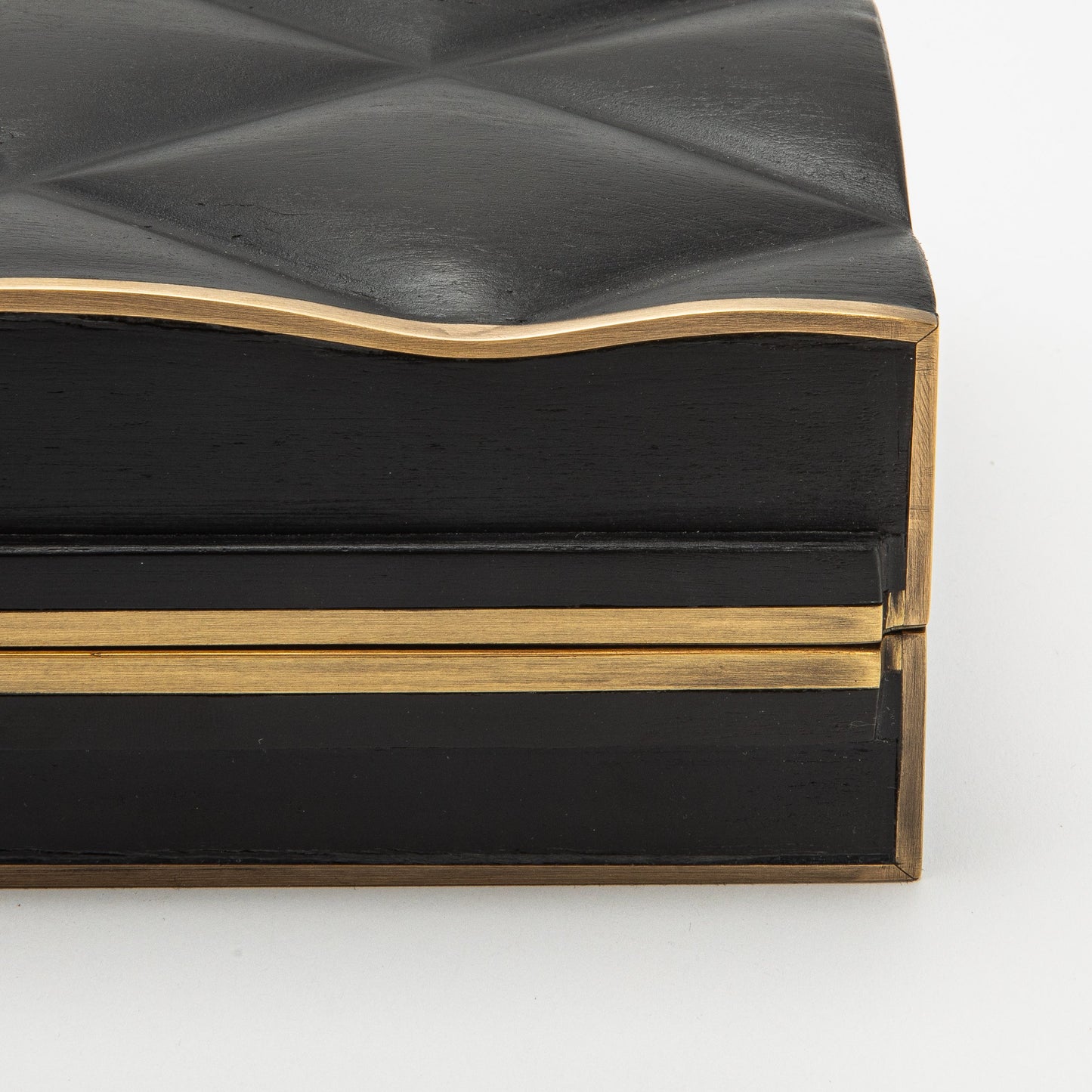 Set of 3 Quilted Boxes in Black Oak with Bronze Patina Brass by Kifu Paris