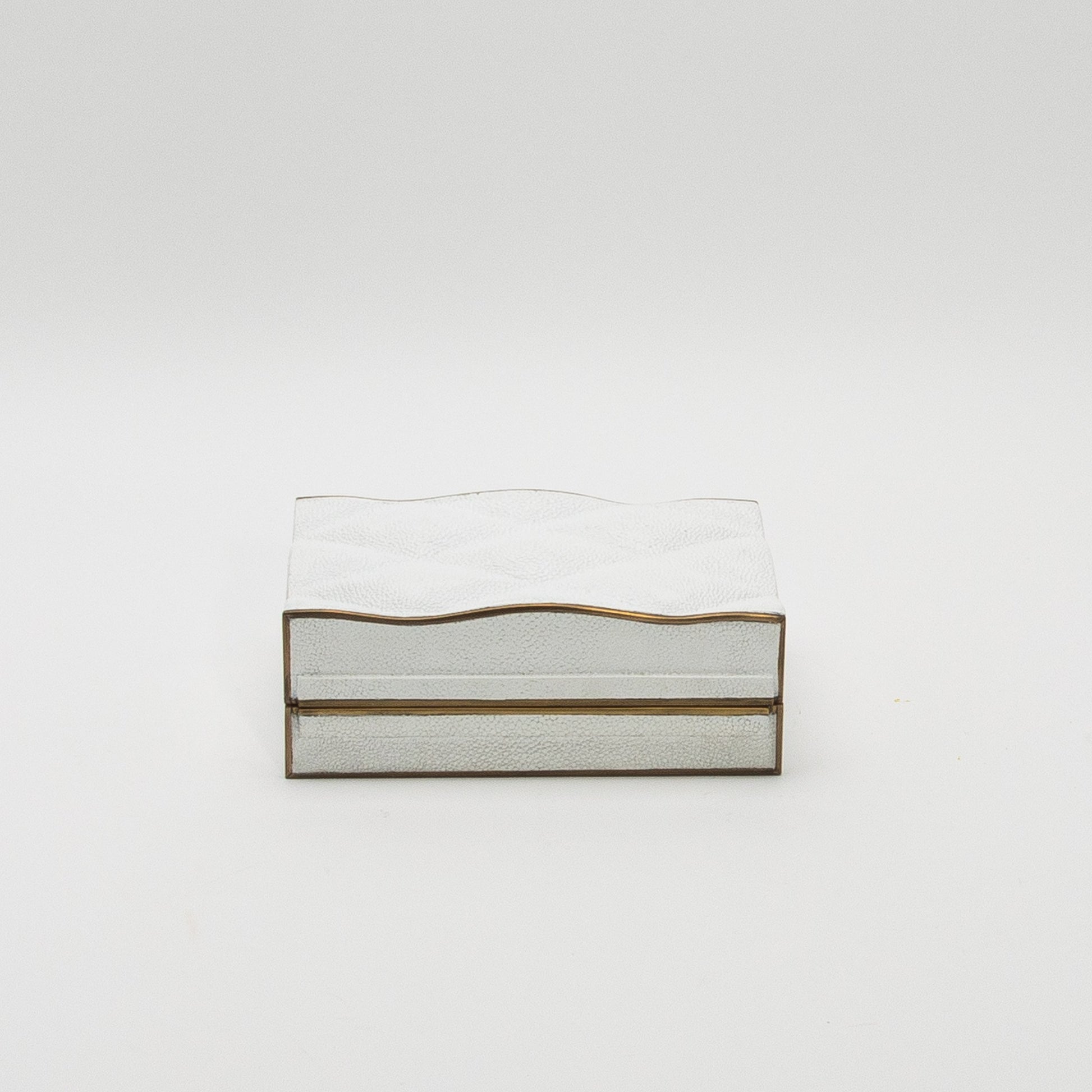 Set of 3 Quilted Boxes in White Shagreen with Bronze Patina Brass by Kifu Paris