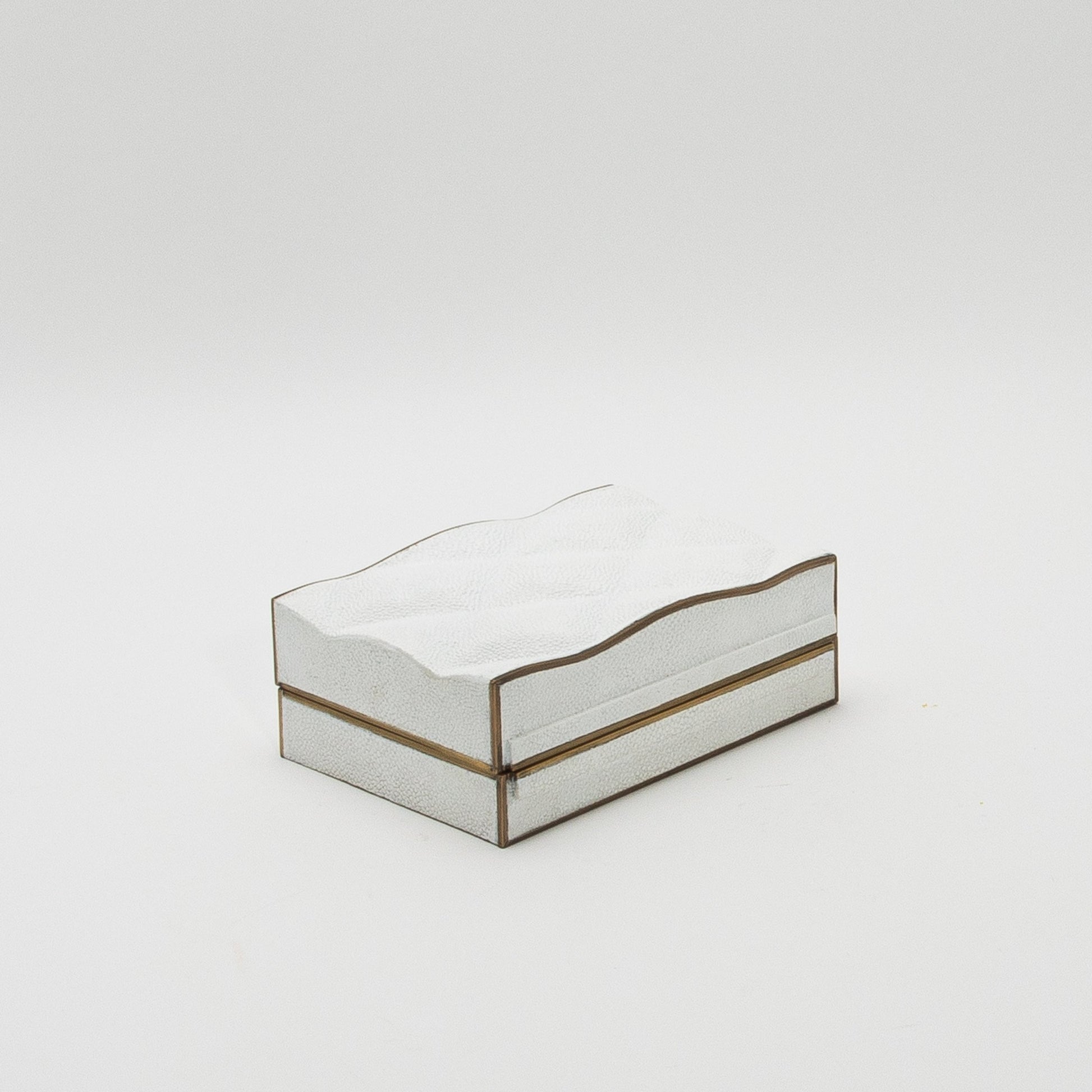 Set of 3 Quilted Boxes in White Shagreen with Bronze Patina Brass by Kifu Paris