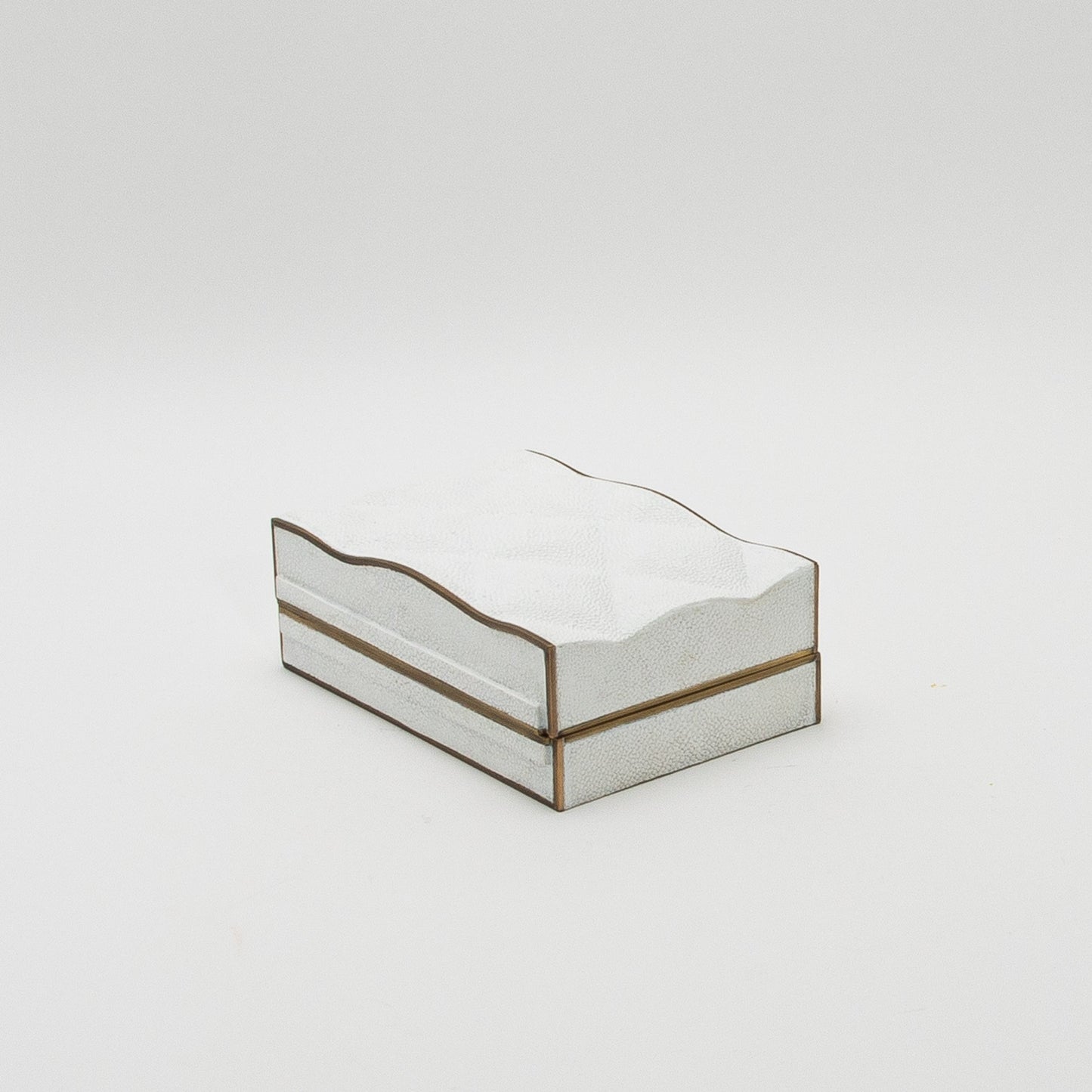 Set of 3 Quilted Boxes in White Shagreen with Bronze Patina Brass by Kifu Paris