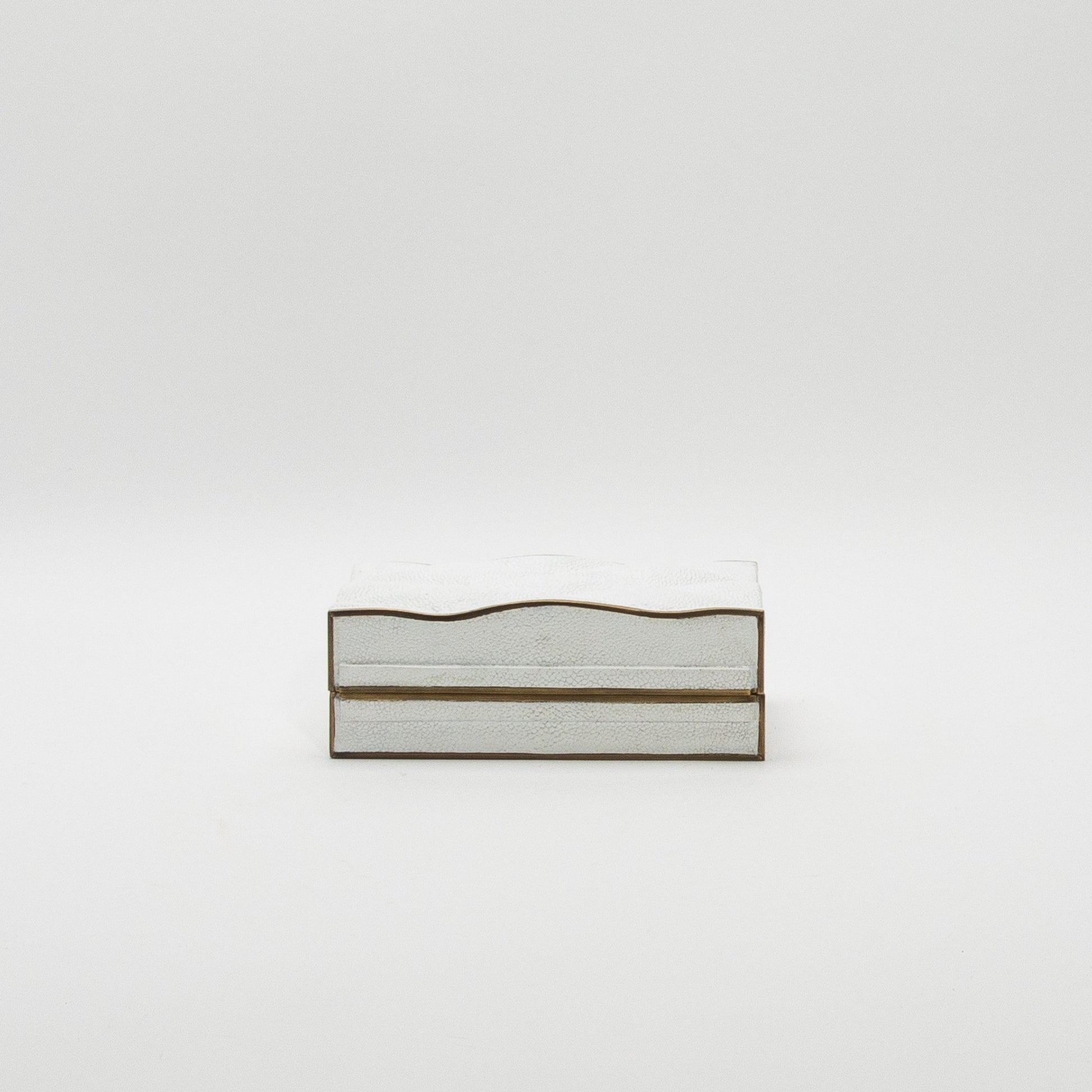 Set of 3 Quilted Boxes in White Shagreen with Bronze Patina Brass by Kifu Paris