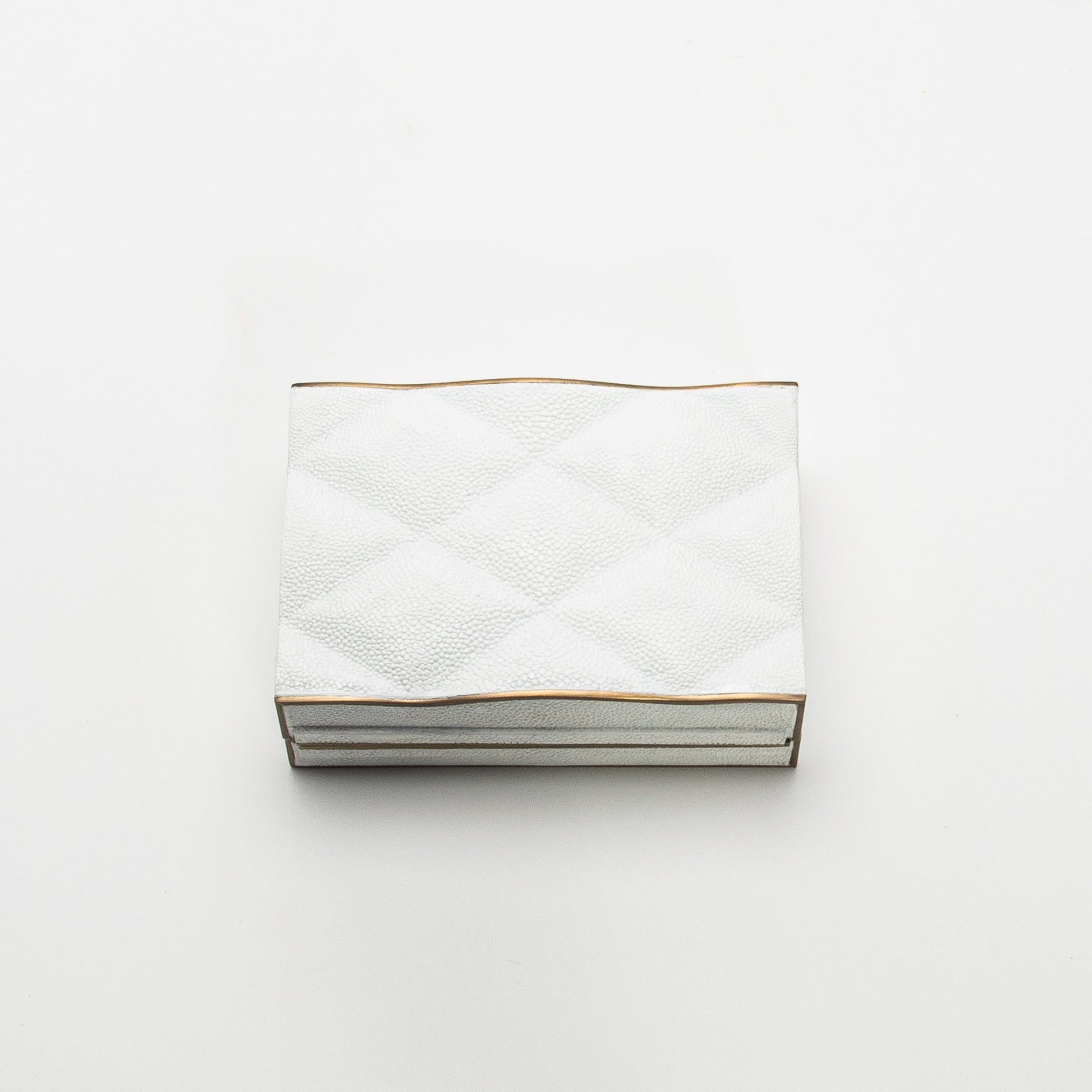 Set of 3 Quilted Boxes in White Shagreen with Bronze Patina Brass by Kifu Paris