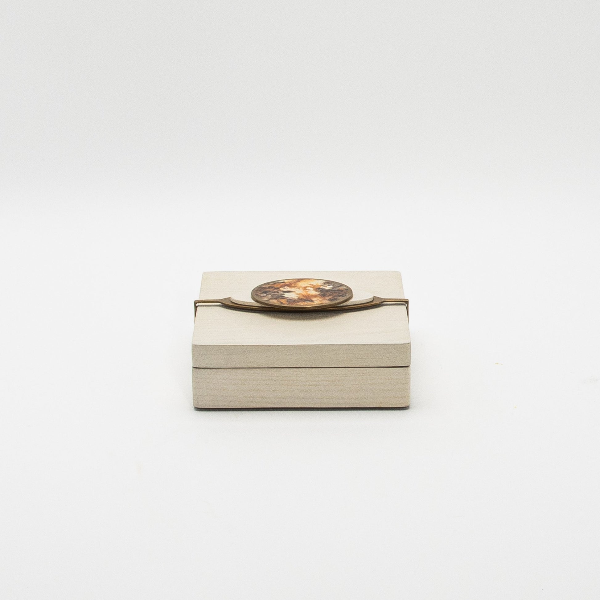 Set of 2 Boxes in Oak with Semi-Precious Stone and Brass by Kifu Paris
