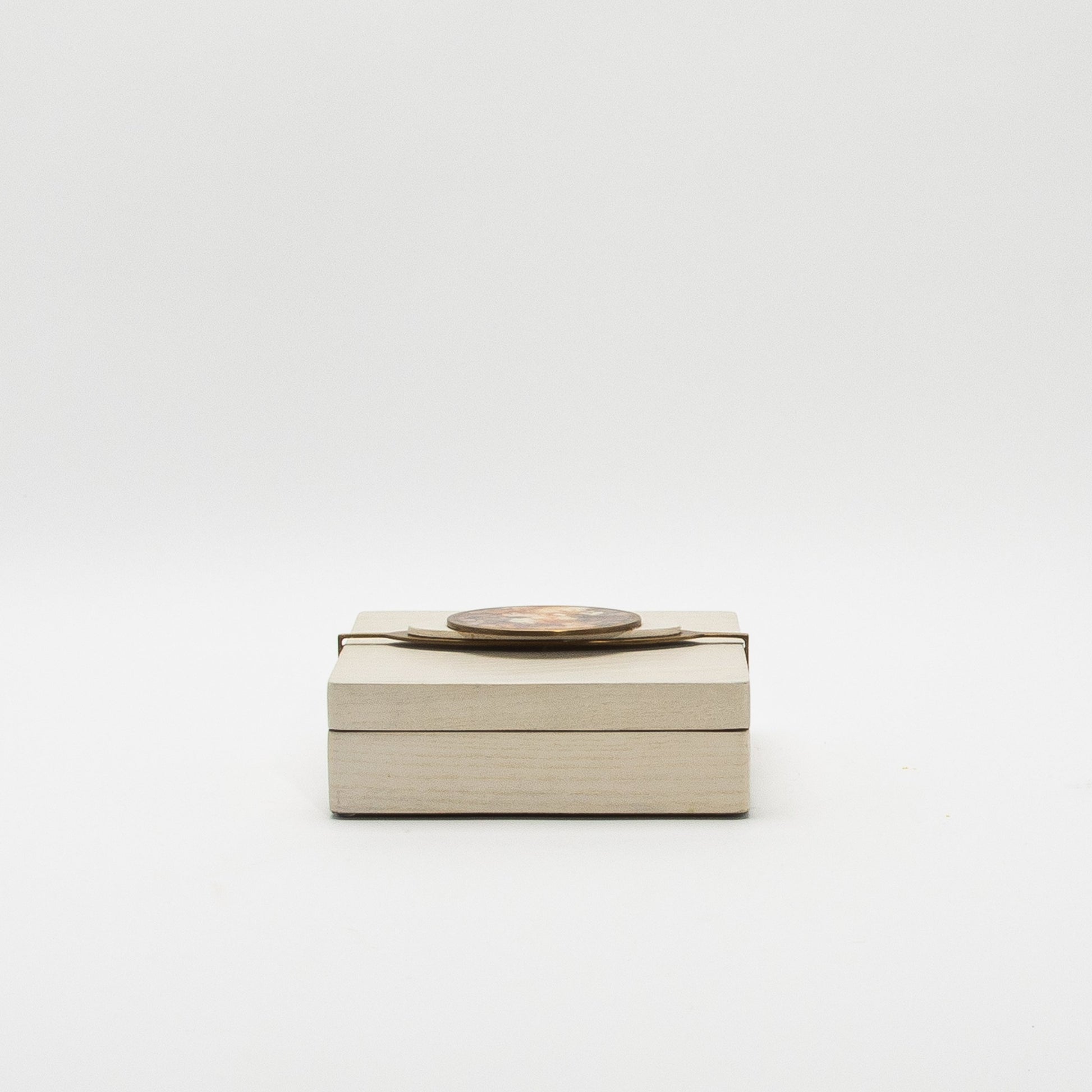 Set of 2 Boxes in Oak with Semi-Precious Stone and Brass by Kifu Paris